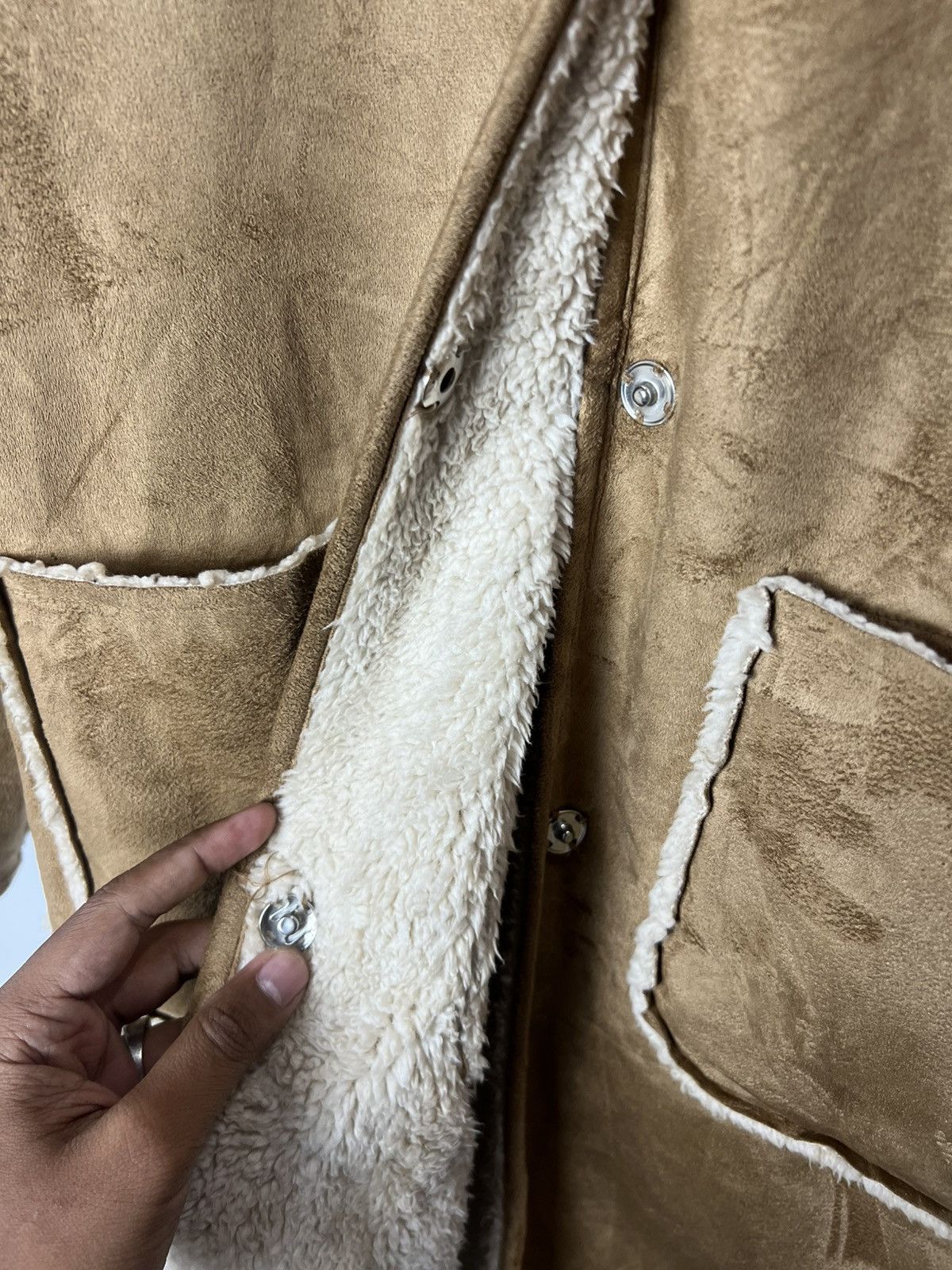 Vintage Faux Fur Shealing Whiskey Suade Jacket Size US M / EU 48-50 / 2 - 10 Thumbnail