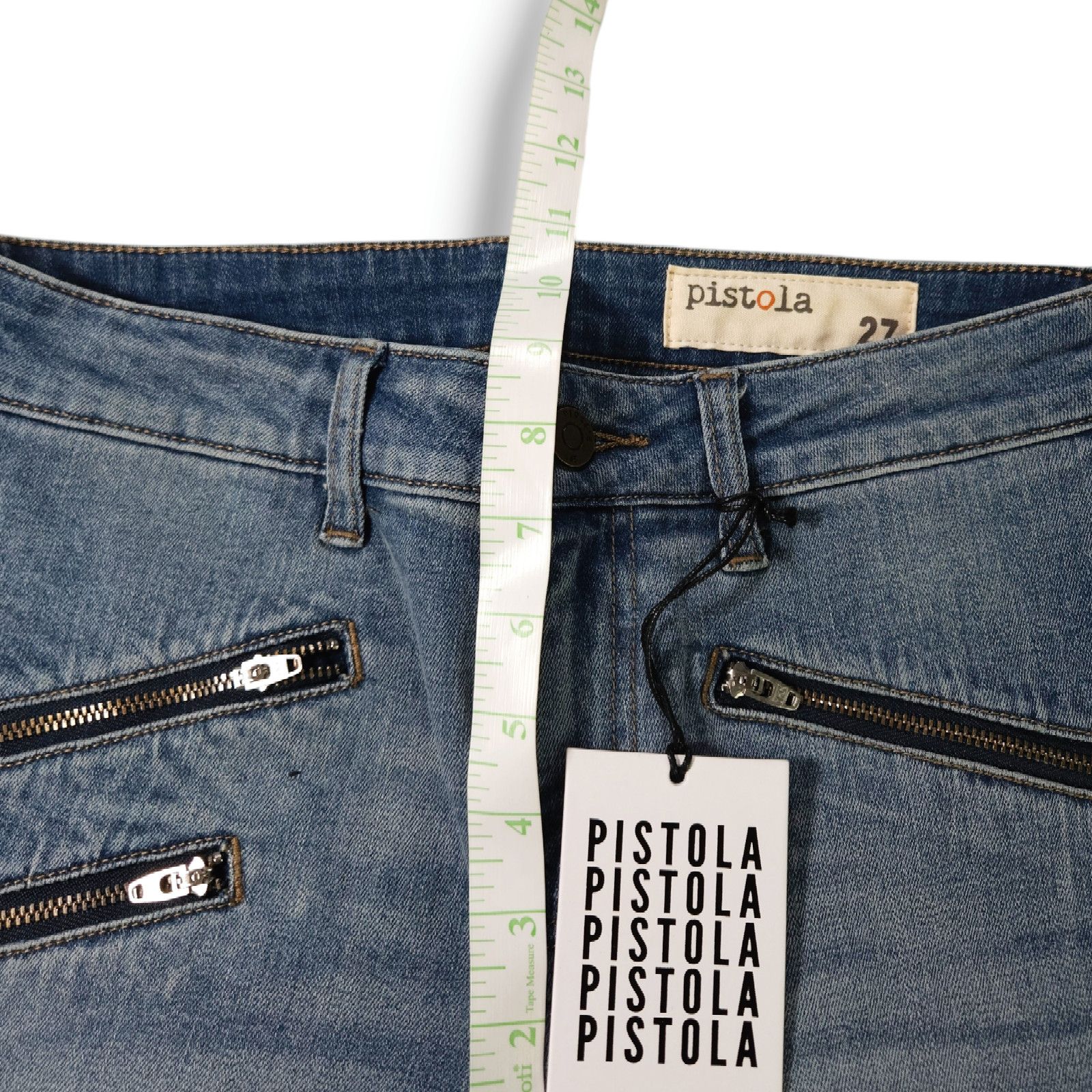 Pistola NWT Pistola Moto Zip Pocket Skinny Ankle Jeans Sz. 27x27 Size 27" / US 4 / IT 40 - 9 Thumbnail