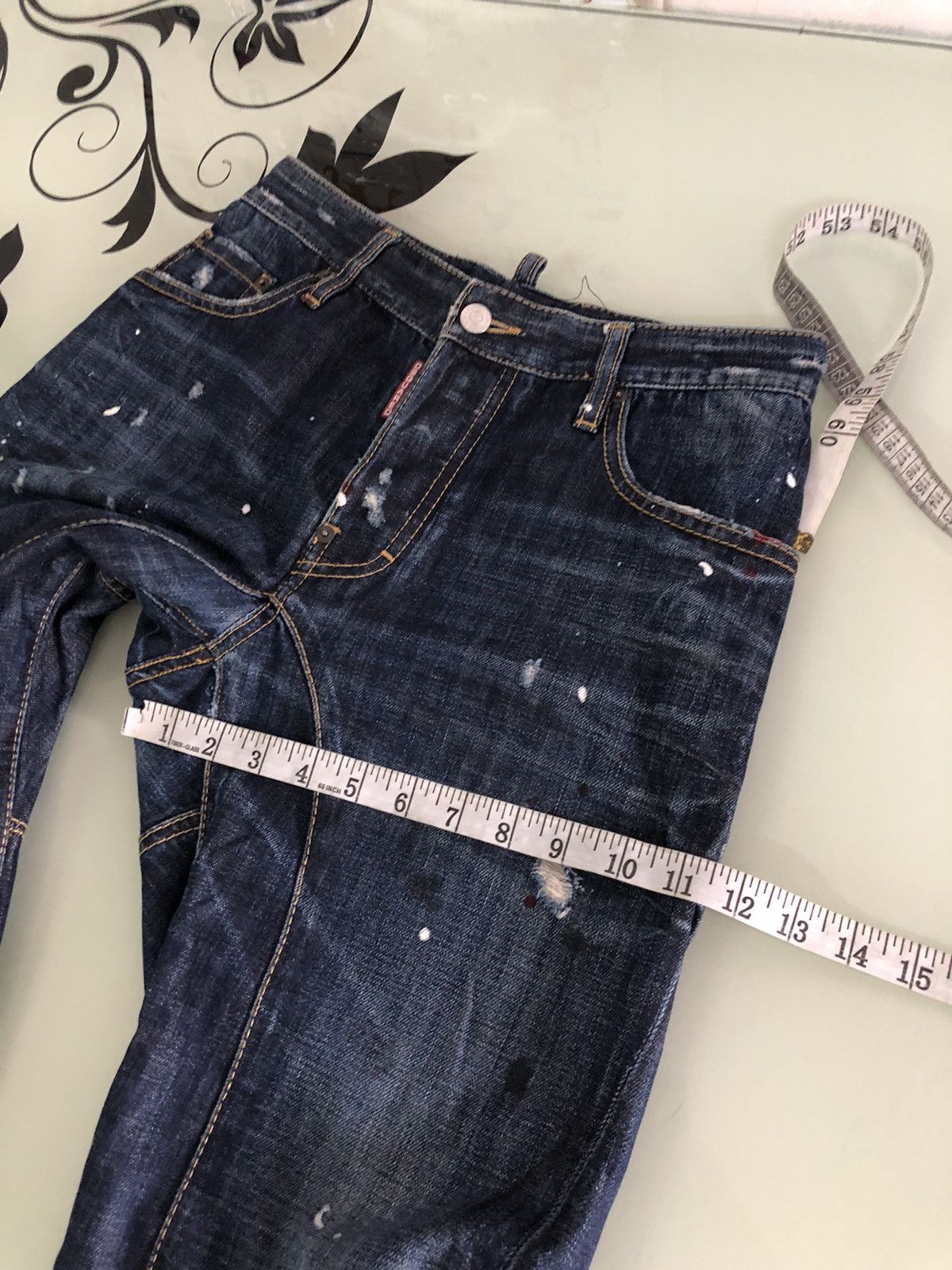 Dsquared2 Nice❗️Dsquared Splash Paint Distressed Denim Curve Cut Size US 28 / EU 44 - 20 Thumbnail