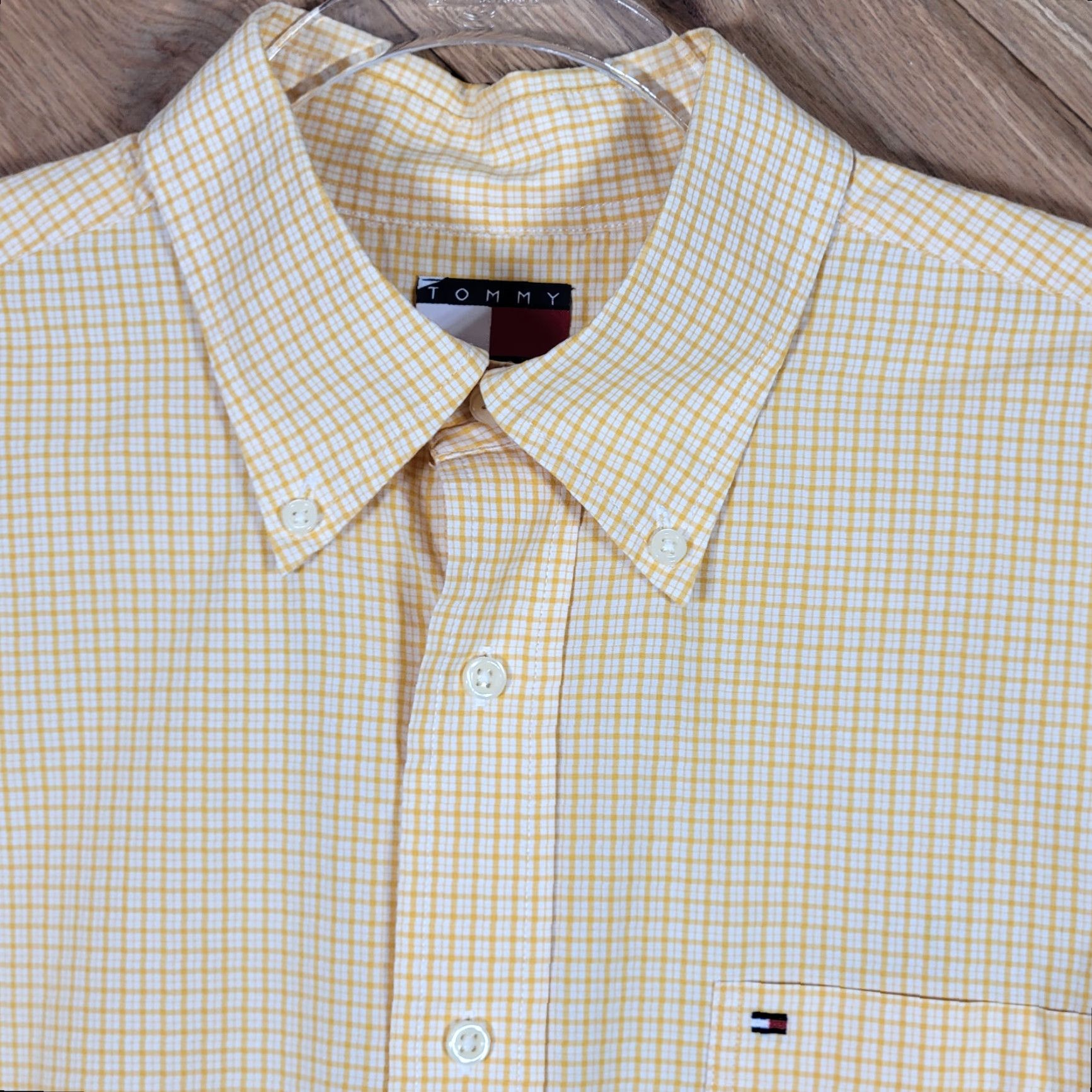 Tommy Hilfiger Tommy Hilfiger Mens Shirt Button-Down Plaid Flag Yellow White Multicolor Large L Shirt Mens Flag Plaid Button-Down 100% Cotton Regular Fit Long Sleeve Size US L / EU 52-54 / 3 - 2 Thumbnail