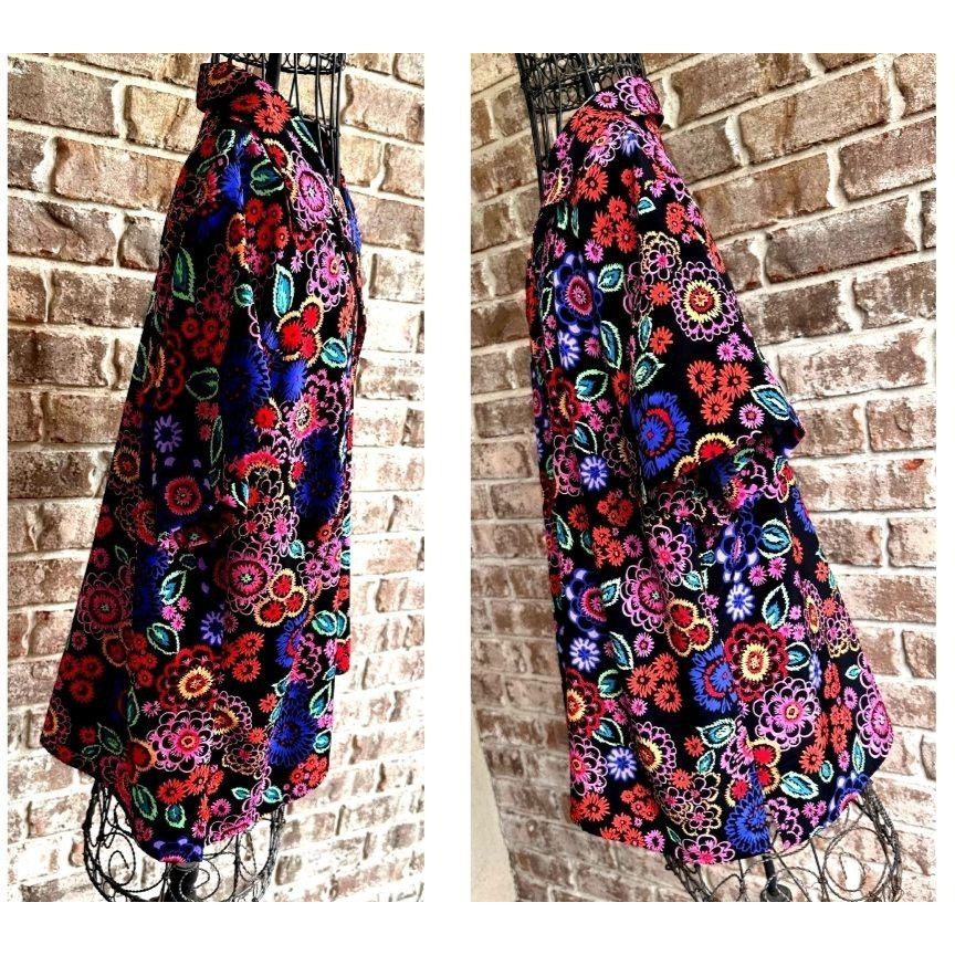 Vintage VTG Elementz Blouse Woman 1X Black Floral Shirt Button Short Size XL / US 12-14 / IT 48-50 - 9 Thumbnail
