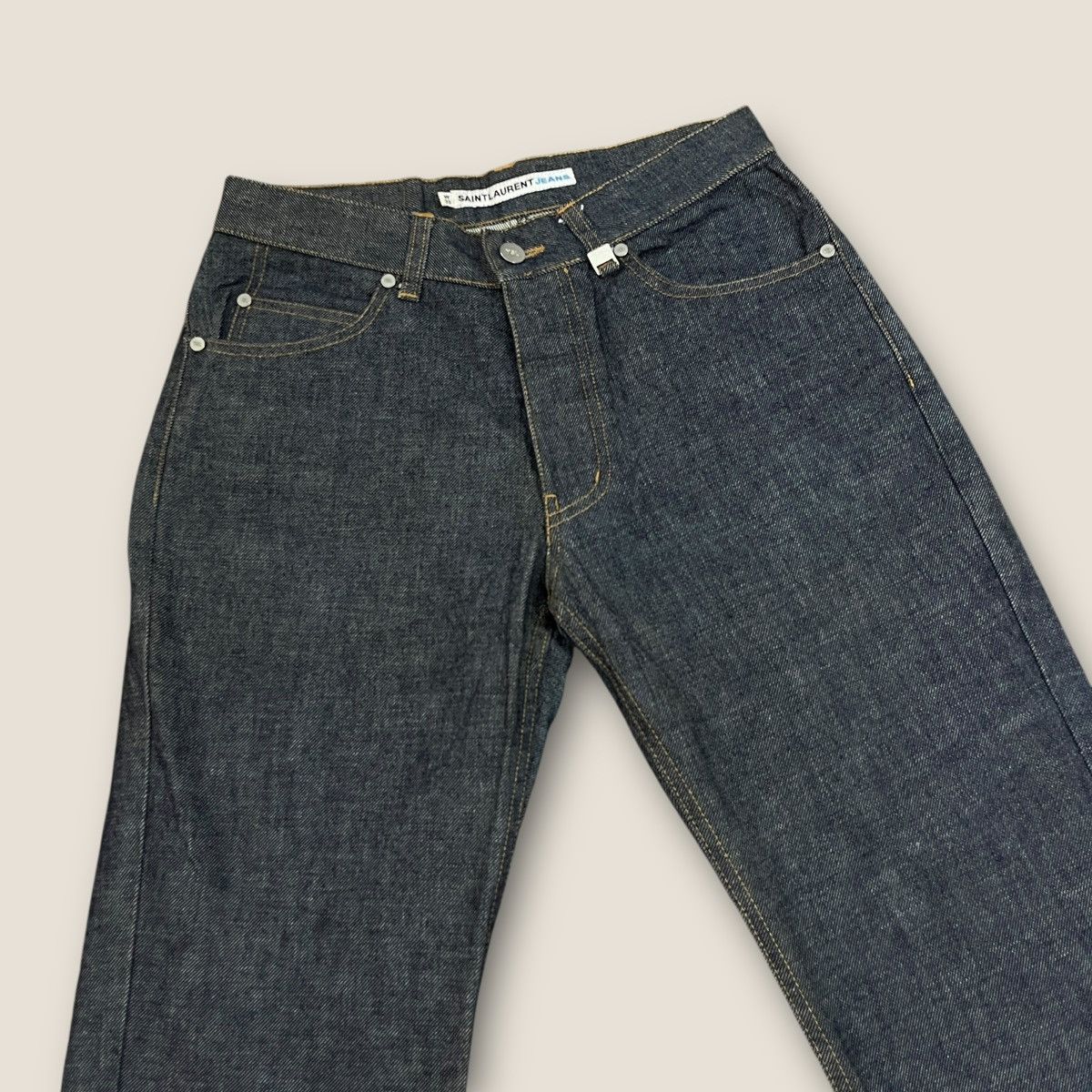 Saint Laurent Paris Vintage Saint Lauren Raw Denim Jeans Slim Straight Cut Size US 29 - 3 Thumbnail