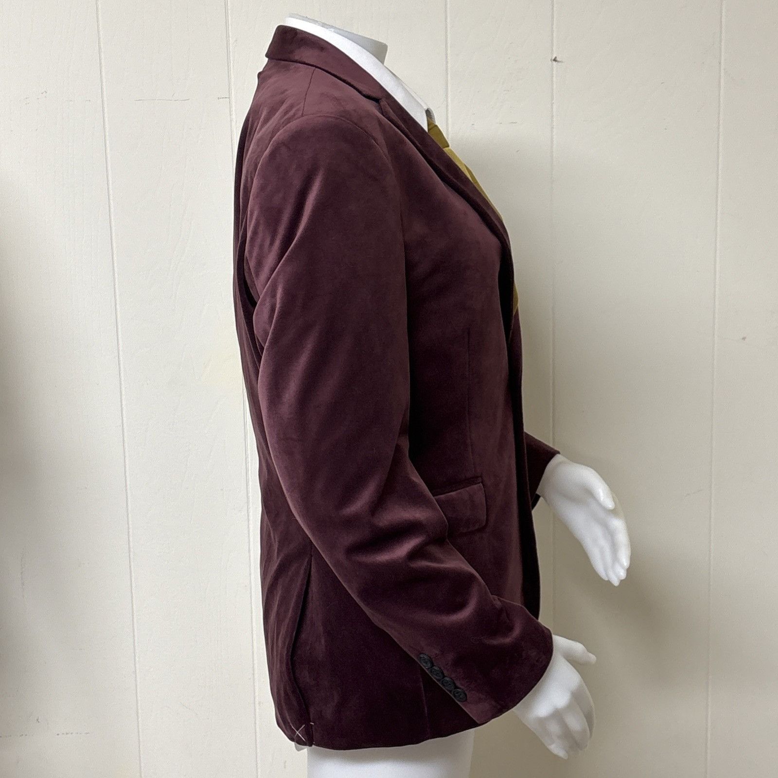 J Ferrar J Ferrar Velvet Suit Jacket Mens 40 Slim Oxblood Burgundy Fo Size 40S - 2 Thumbnail