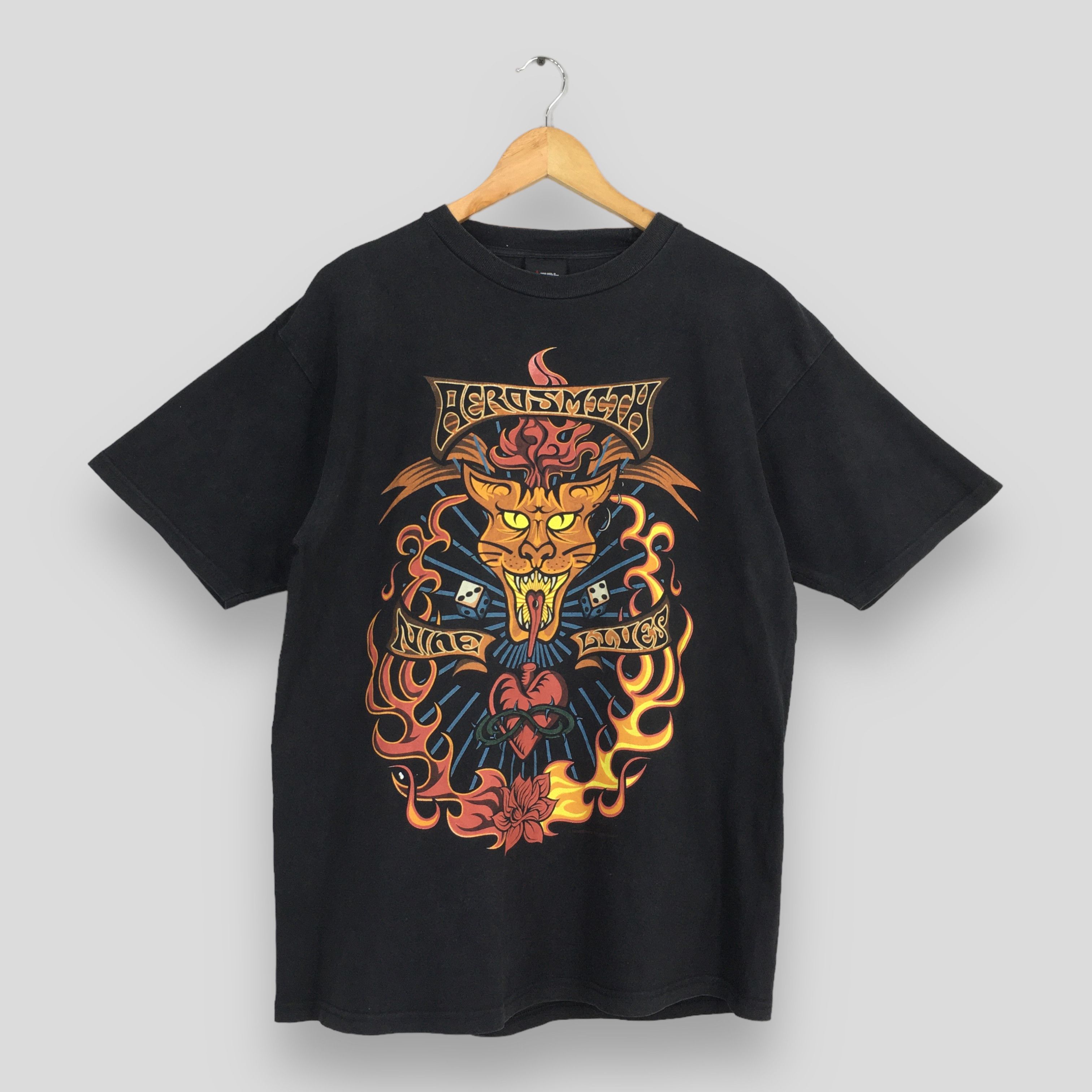 Aerosmith × Band Tees × Vintage 90's Aerosmith Bon Jovi Nine Lives Tour T shirt Large Size US L / EU 52-54 / 3 - 1 Thumbnail