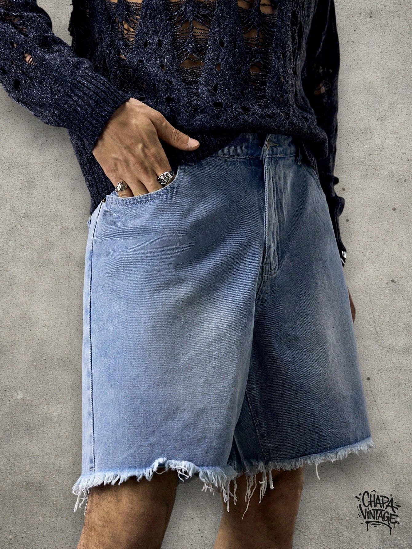 Japanese Brand Ripped denim shorts Size US 32 / EU 48 - 4 Thumbnail