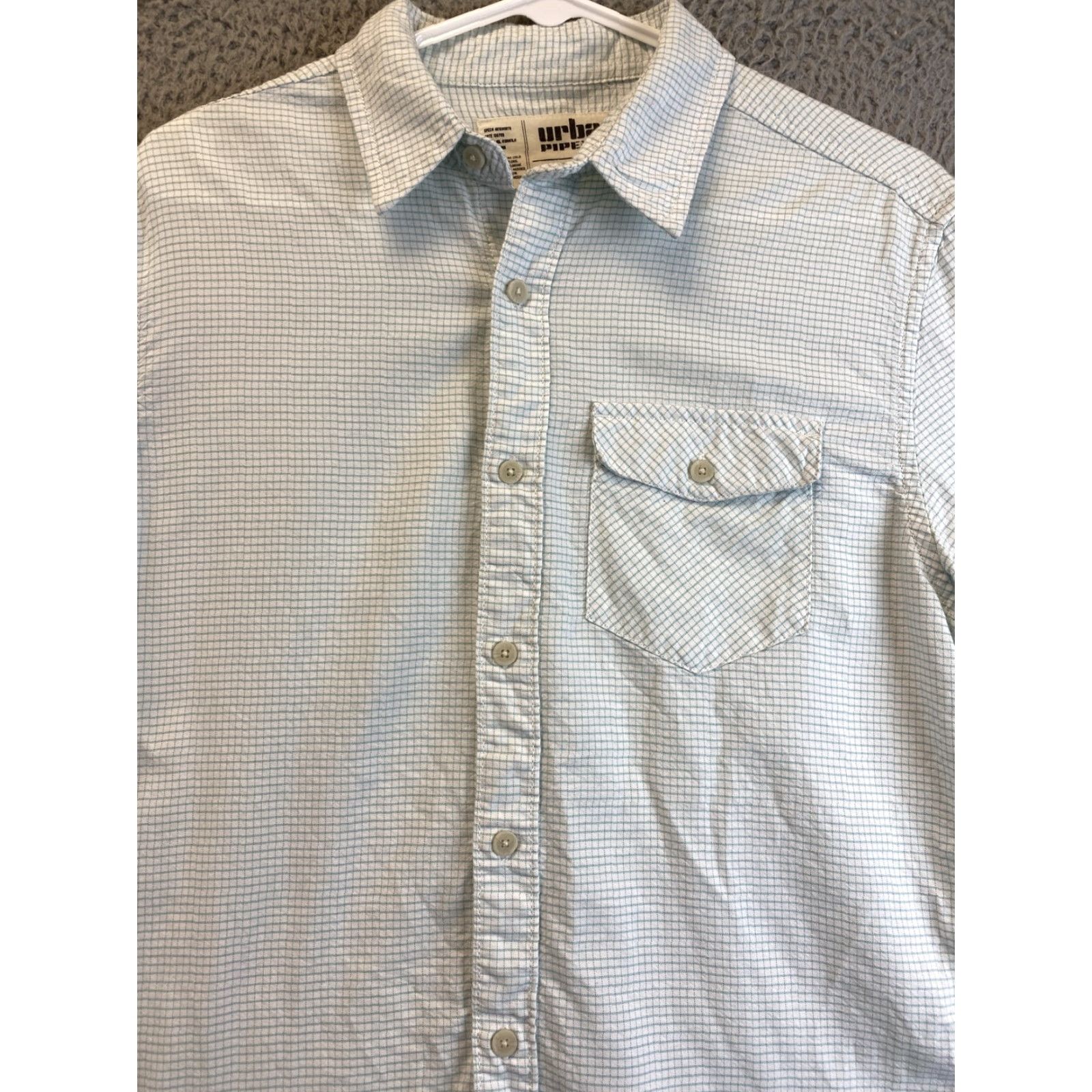 Vintage Urban Pipeline Shirt Men's Mint Green Check Button-Down Slim Fit Size S Mens Size US S / EU 44-46 / 1 - 4 Thumbnail