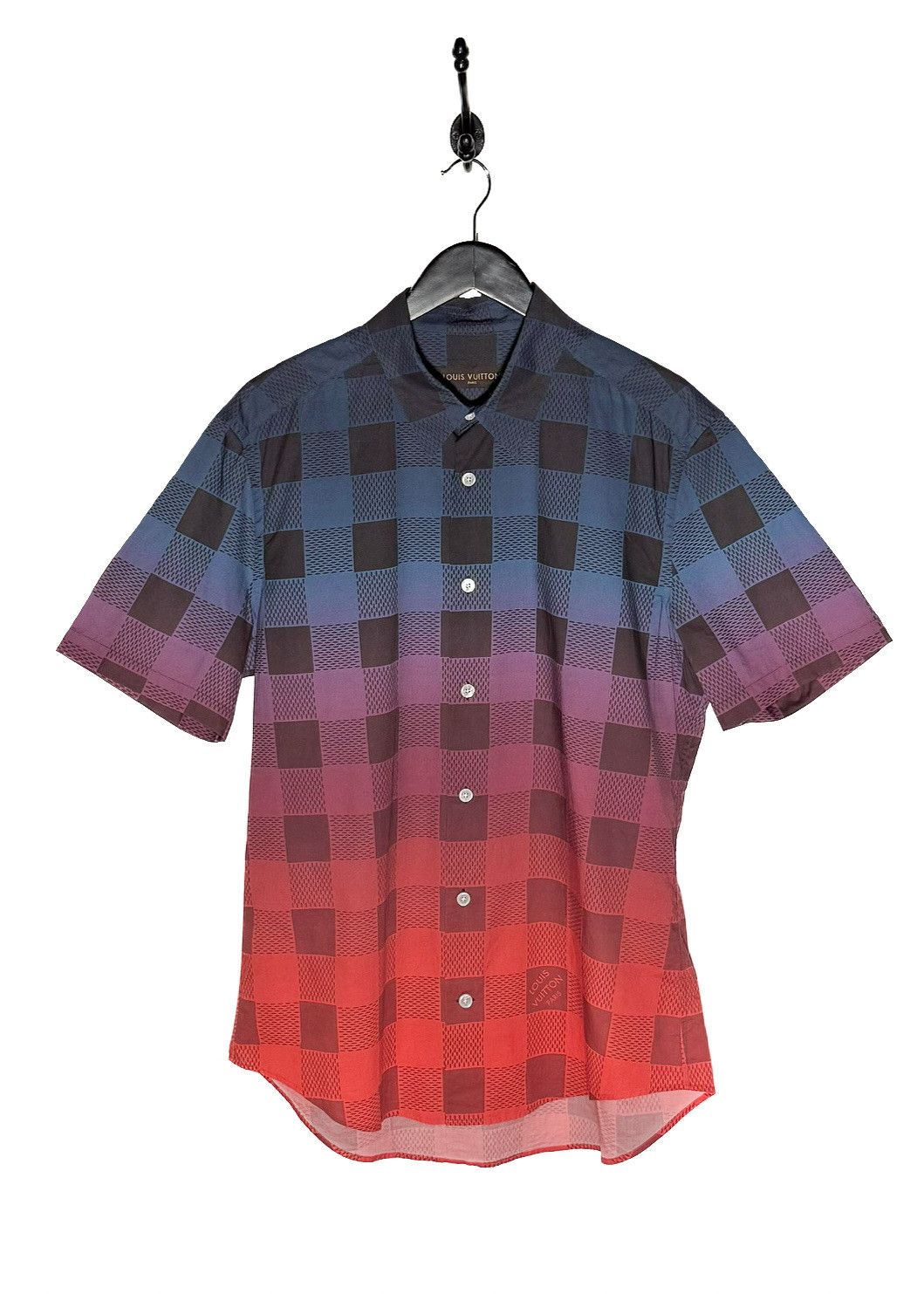 Louis Vuitton Louis Vuitton 2014 Gradient Plaid Print Short Sleeves Shirt Size US XL / EU 56 / 4 - 1 Thumbnail