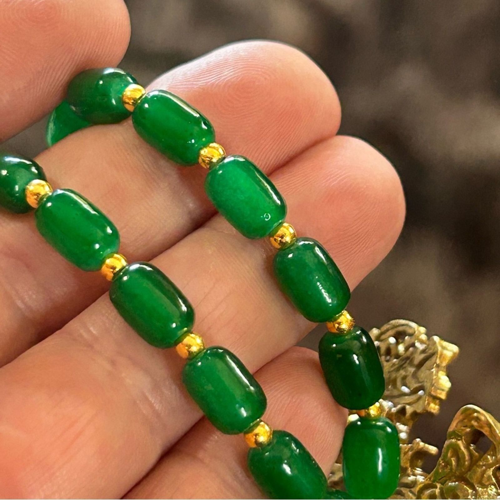 Handmade Handcrafted repurpose vintage lion crest jade necklace Size ONE SIZE - 8 Thumbnail