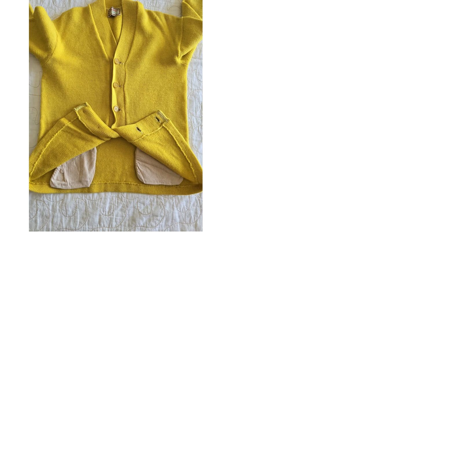McGregor VINTAGE McGregor Cardigan Sweater Yellow Wool Pockets Long Sleeve Mens Small Small/Medium 40s 50s Practical Casual Mens Size US S / EU 44-46 / 1 - 10 Thumbnail