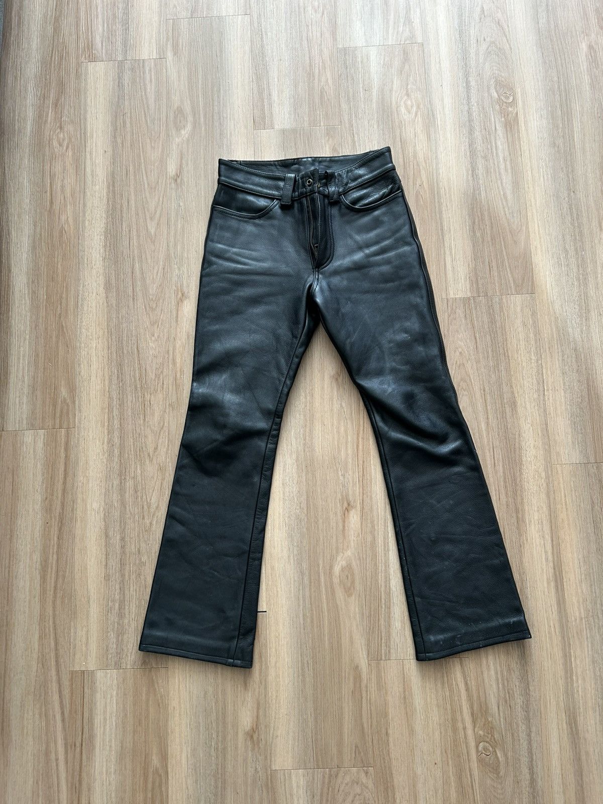 Japanese Brand Vintage black leather flare pants Size US 28 / EU 44 - 1 Thumbnail