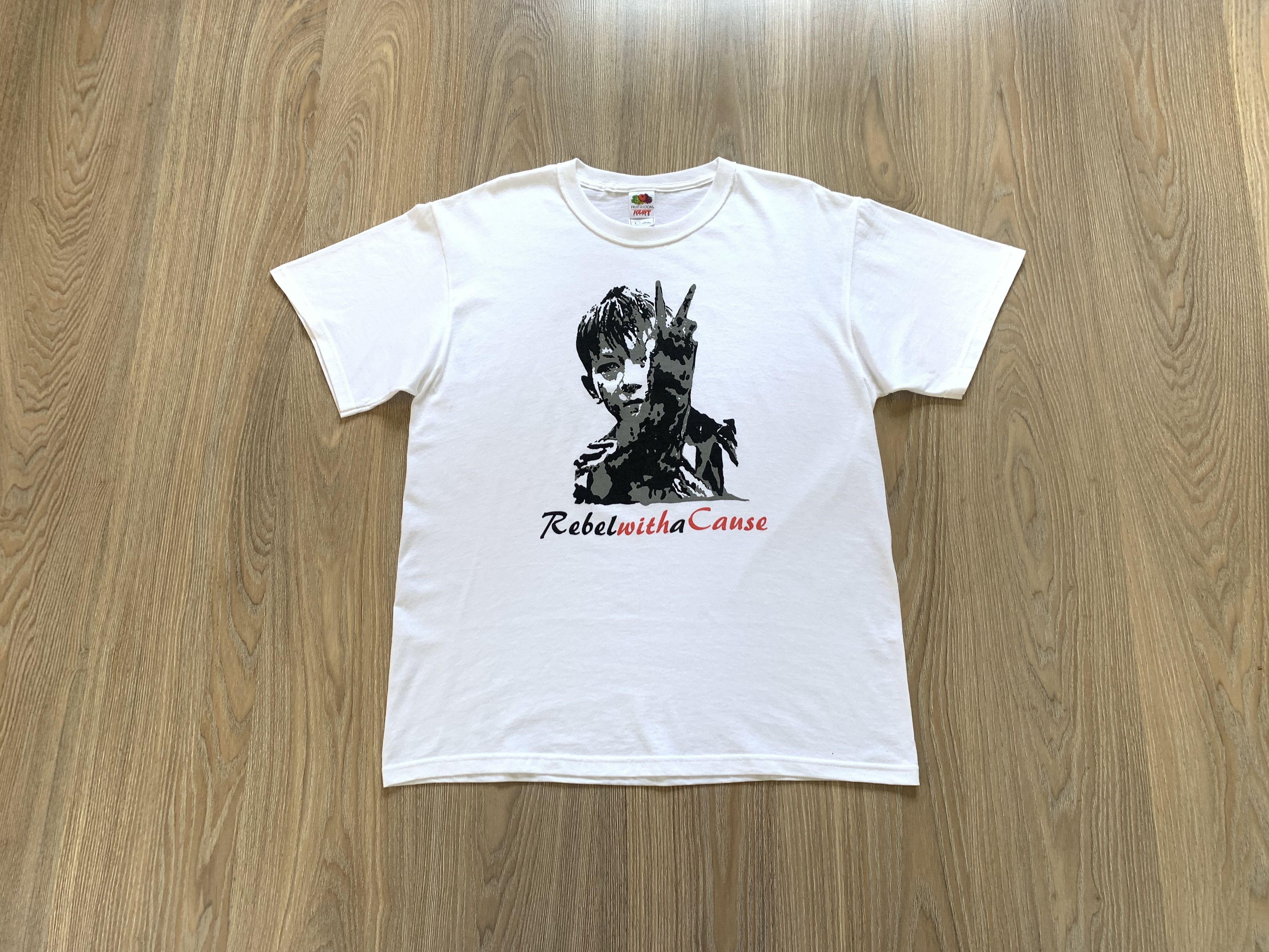 Fruit Of The Loom Rare Rebel Without A Cause Vintage Printed T Shirt Size US L / EU 52-54 / 3 - 1 Thumbnail