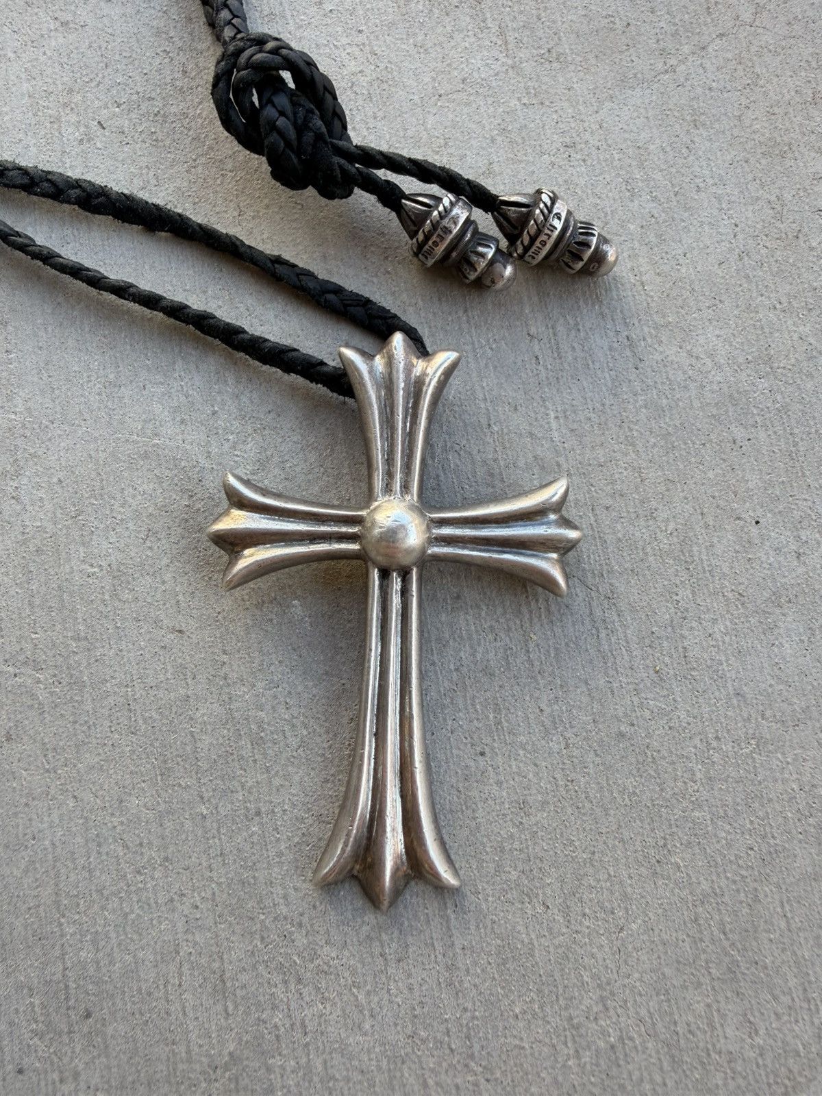 Chrome Hearts Chrome Hearts Large Cross Pendant w/ Braided Leather Chain Size ONE SIZE - 2 Thumbnail