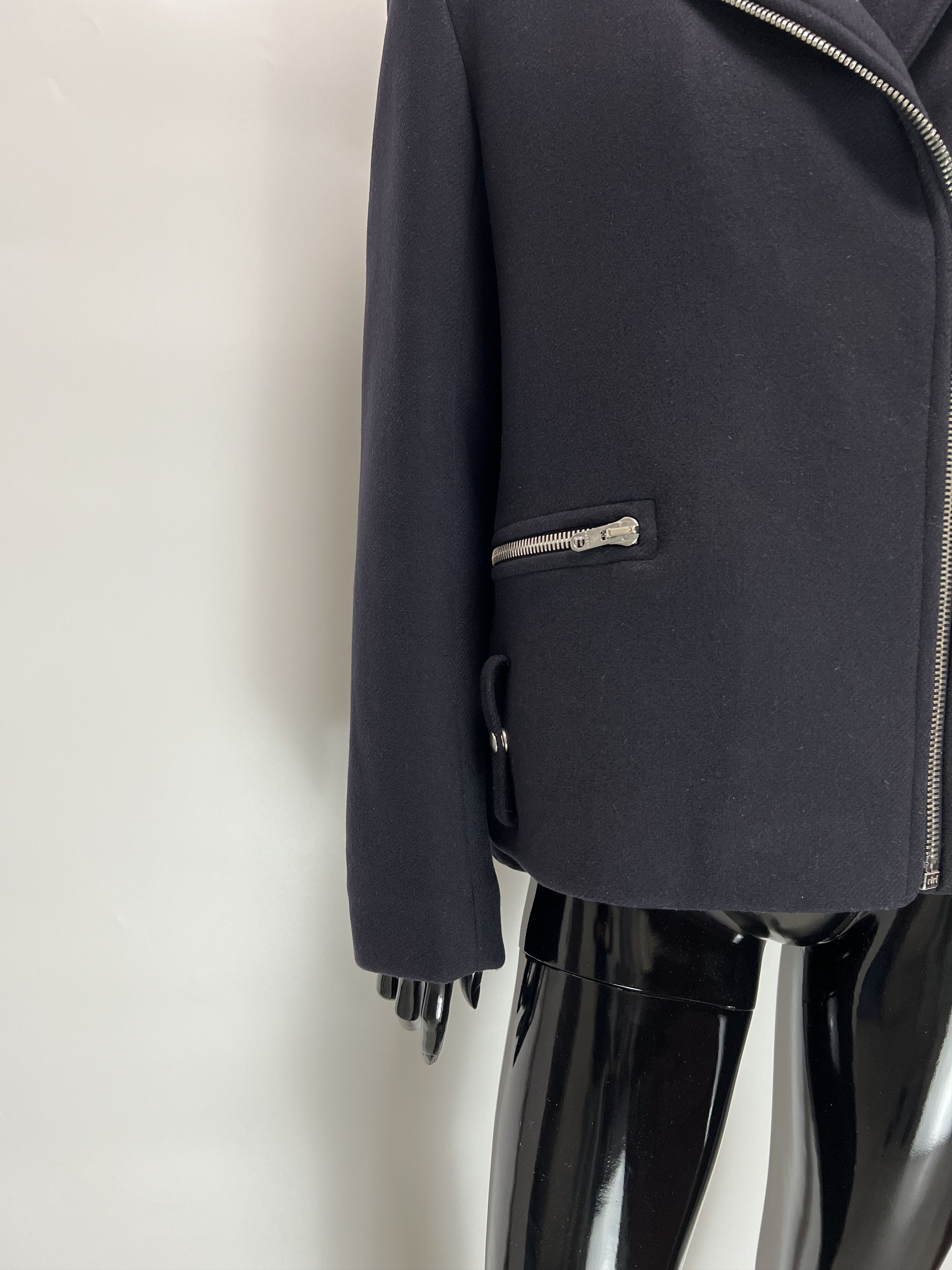 Sandro Sandro Navy Blue Wool Biker Jacket Size 38 Size M / US 6-8 / IT 42-44 - 6 Thumbnail