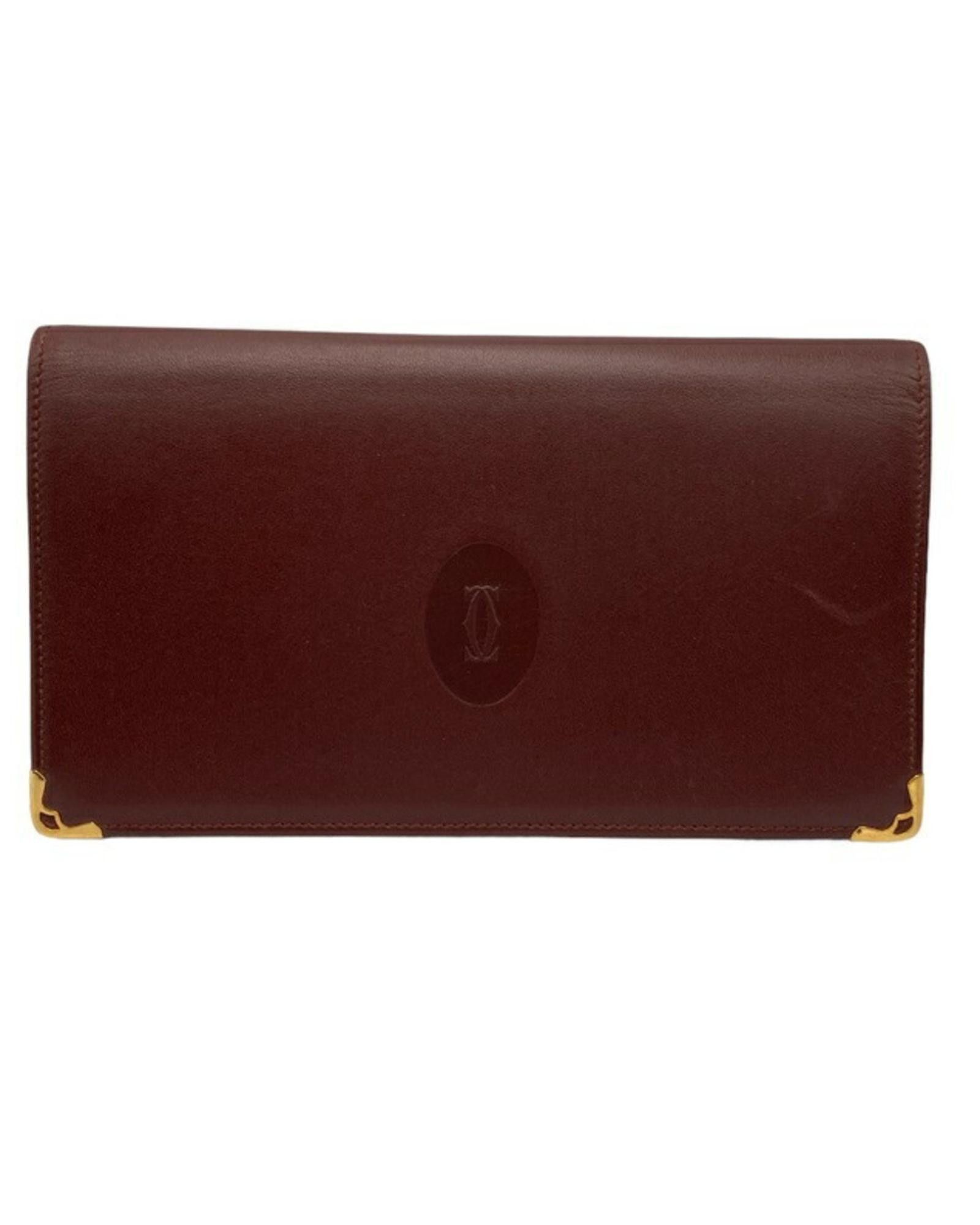 image of Cartier Burgundy Leather Bi-Fold Wallet, Women's