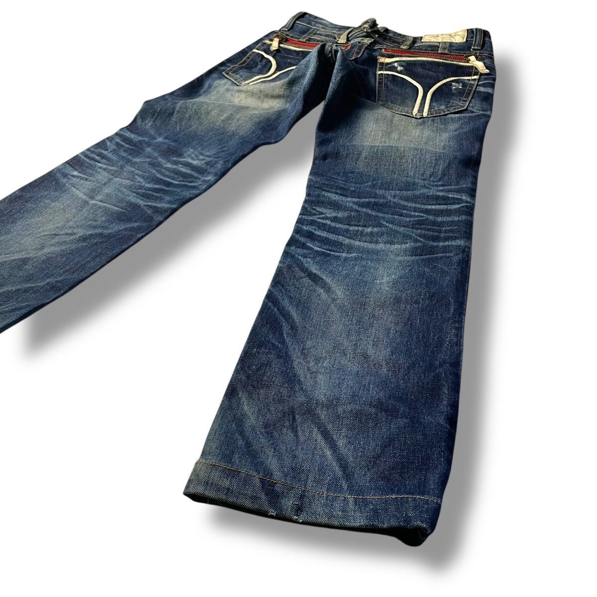 If Six Was Nine × Japanese Brand × Le Grande Bleu (L.G.B.) 🇯🇵 LOLITA WASHED EXOTIC BUCKLE VINTAGE DENIM PANTS Size US 30 / EU 46 - 11 Thumbnail