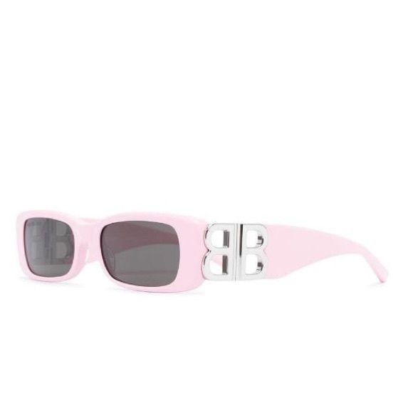 image of Balenciaga Eyewear Crystal-Embellished Square-Frame Sunglass in Pink, Women's