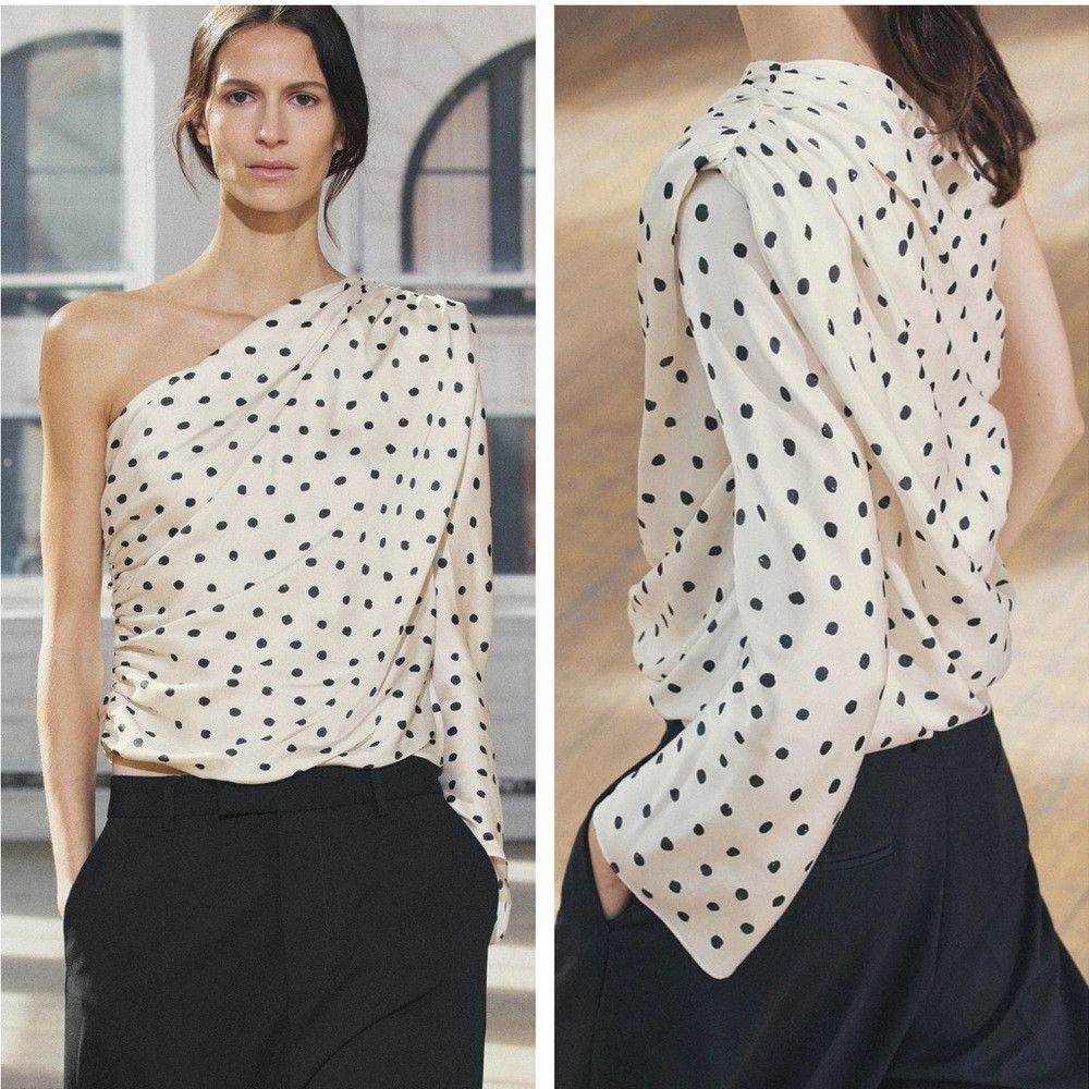 Zara NWT ZARA ASYMMETRIC SHOULDER PAD TOP ZW COLLECTION L Size L / US 10 / IT 46 - 1 Thumbnail