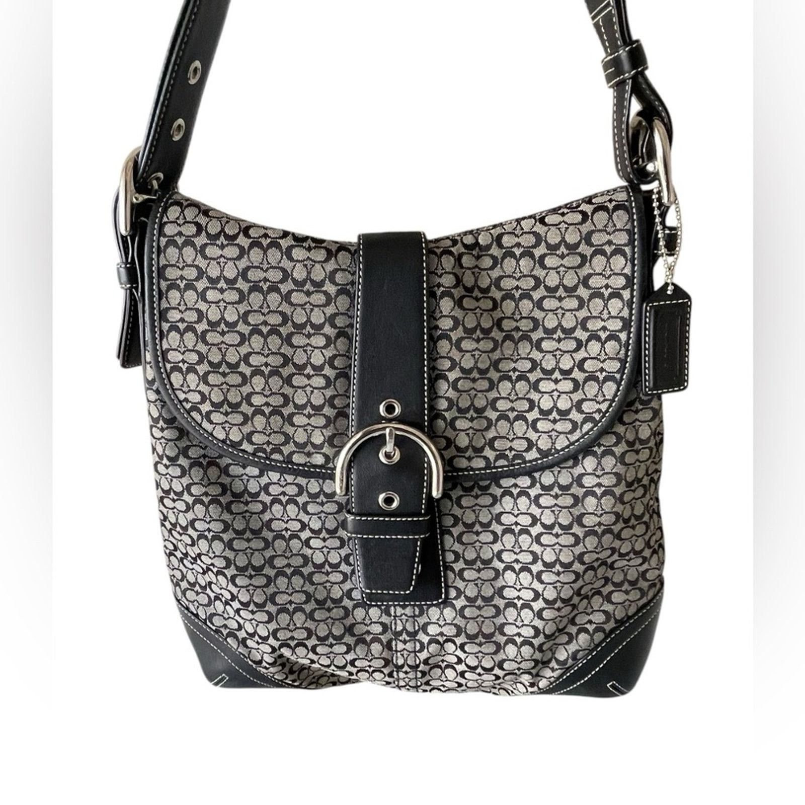Coach COACH “Soho Duffle” Black Gray Canvas Small C Bag CrossbodY Size ONE SIZE - 3 Thumbnail