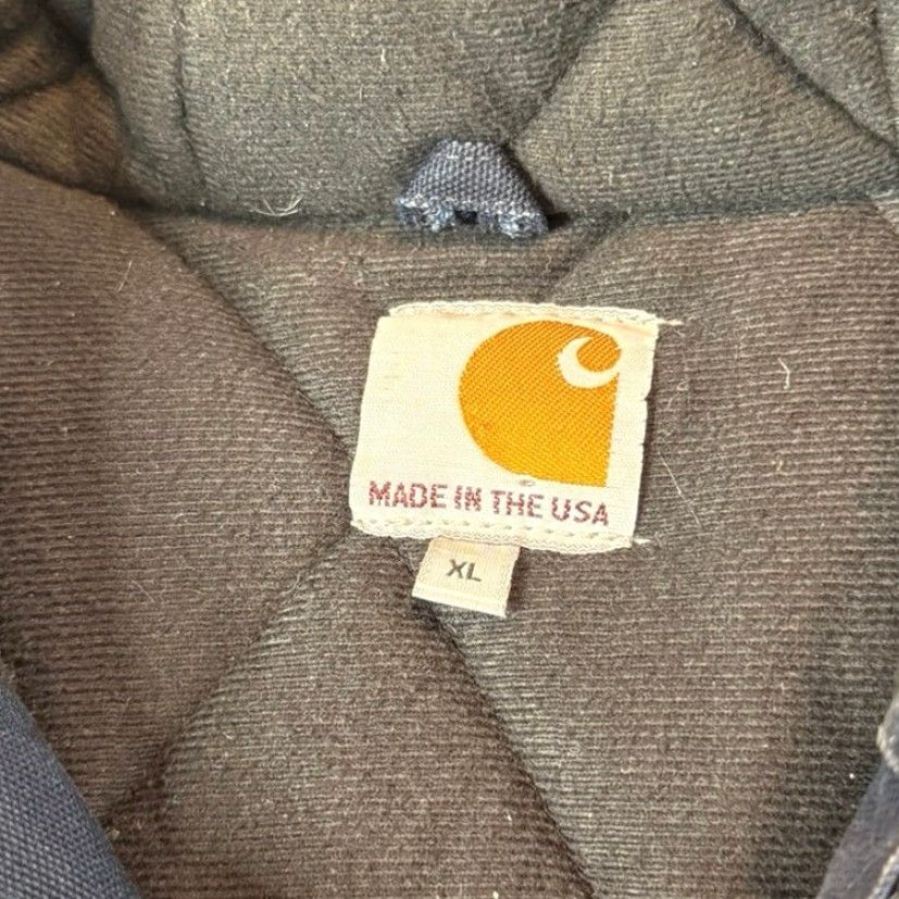Carhartt VINTAGE Carhartt Blue Hooded Jacket XL Canvas Quilt Lined J140-DNY, 90s, Active Jacket, Zip, Regular, Men, Winter Fall Spring, Travel Workwear Size US XL / EU 56 / 4 - 2 Thumbnail