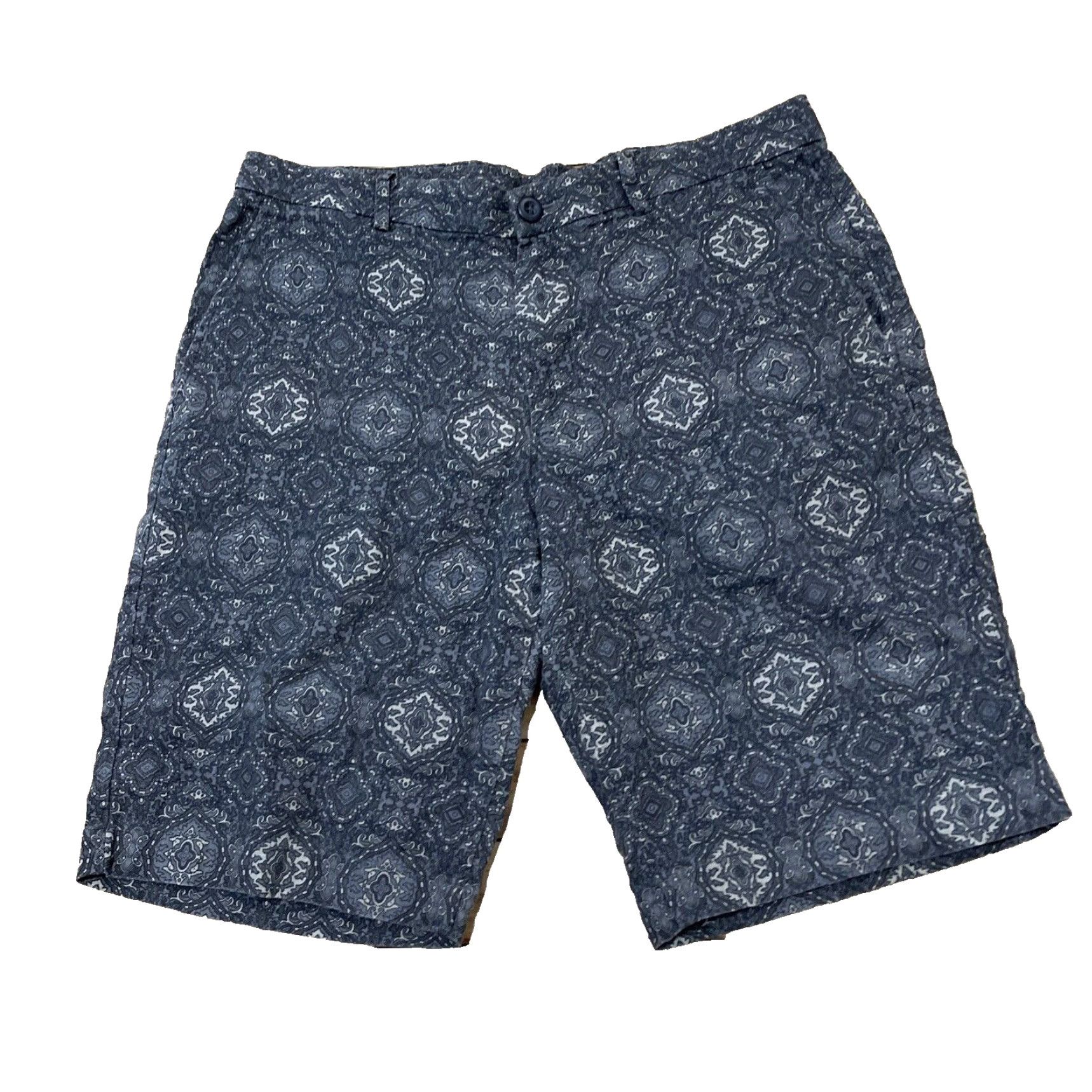 Uniqlo UNIQLO Paisley Shorts Linen Men M Retro Western Print Preppy Flat Chino 32x10 M gray 55% Linen Casual Pants Mens Size US 31 - 2 Thumbnail