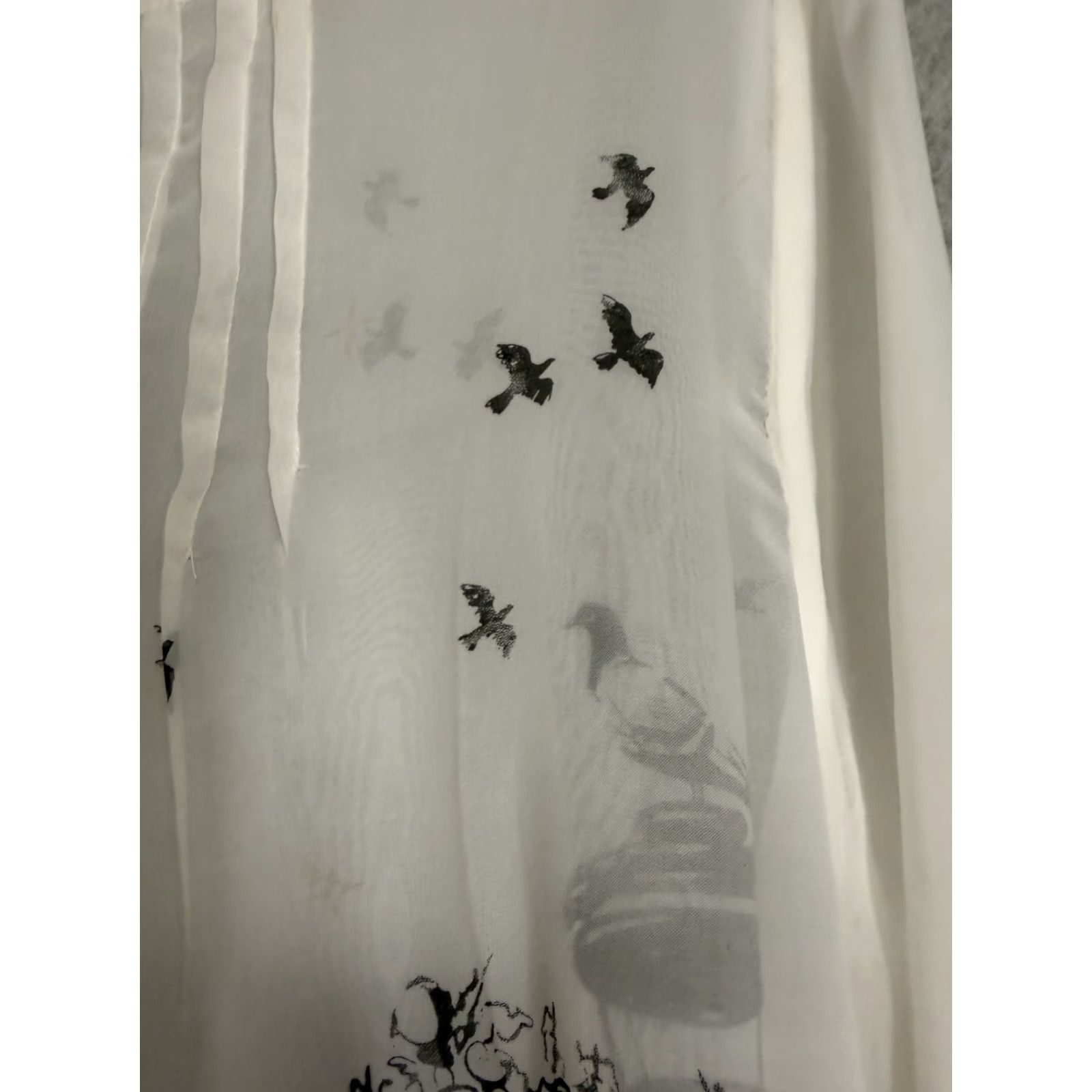 Vintage Dennis by Dennis Basso Blouse Womens 10 White City Scenic Print Sheer Tunic Top Size L / US 10 / IT 46 - 5 Thumbnail
