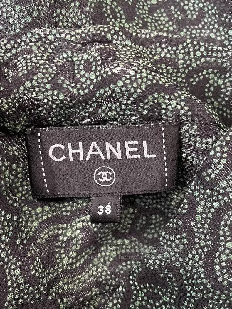 Chanel Chanel Dark green full logo silk shirt Size XS / US 0-2 / IT 36-38 - 4 Thumbnail