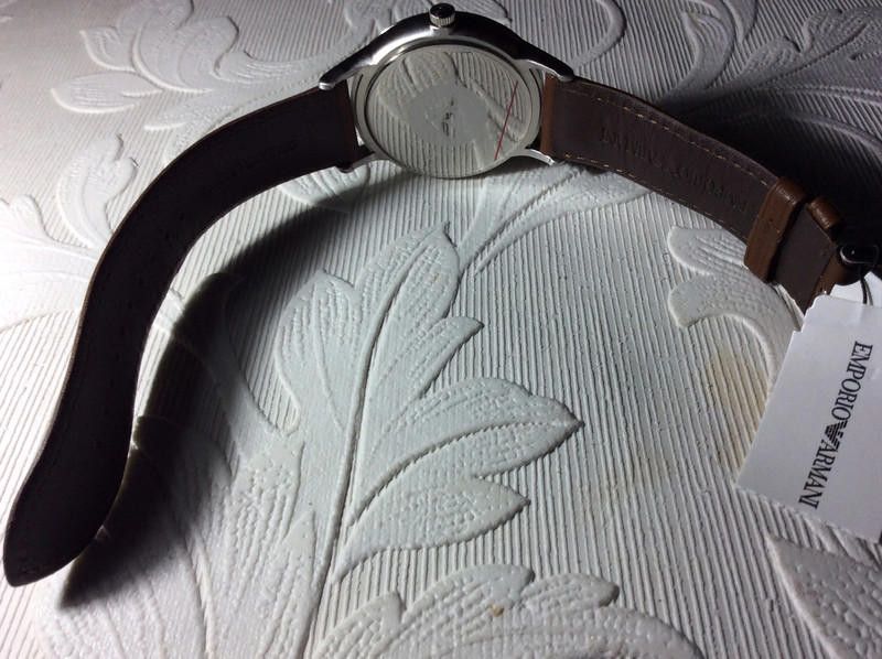 Emporio Armani Emporio Armani men's Silver dial brown leather strap watch Size ONE SIZE - 9 Thumbnail