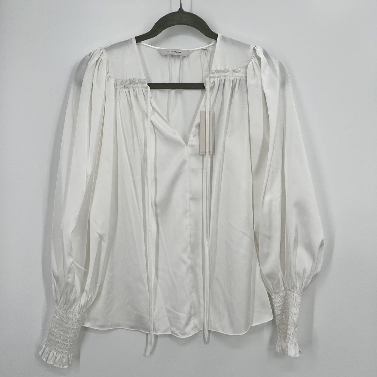 Rebecca Taylor NWT Rebecca Taylor Tie Front Blouse Top Milk White Long Size XS / US 0-2 / IT 36-38 - 6 Thumbnail