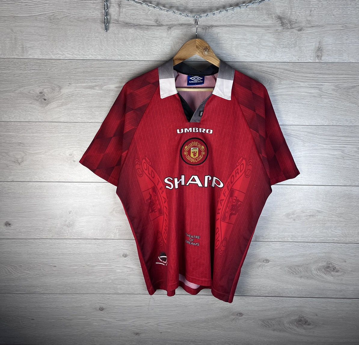 MAILLOT DOMICILE UMBRO Manchester United 1996/98 BECKHAM #10 vintage homme large EUR 193,07 - FR
