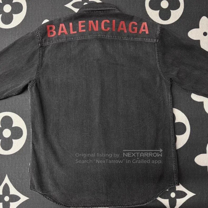 Balenciaga Balenciaga Back Red Letter Denim Shirt. Size US XS / EU 42 / 0 - 3 Thumbnail