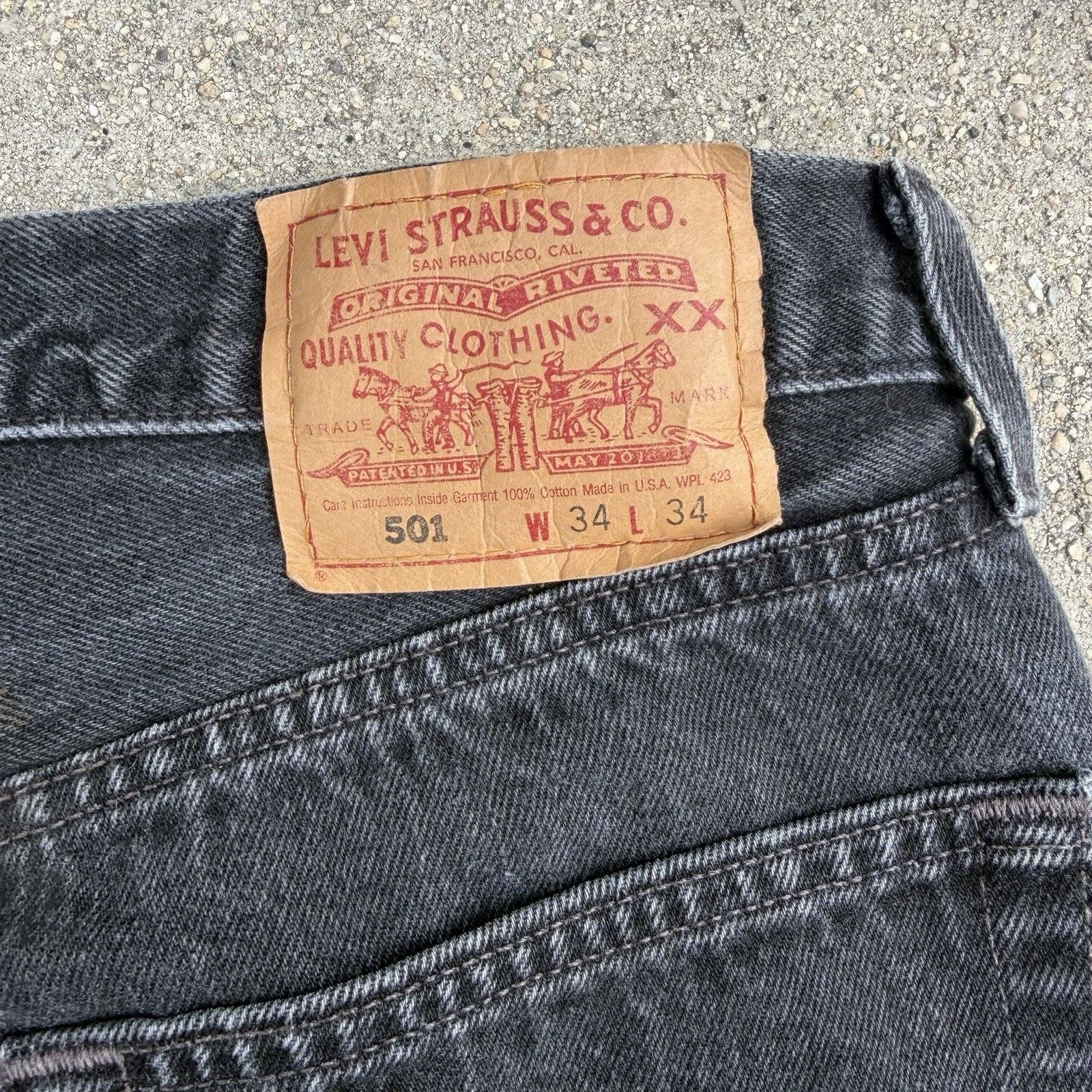 Levi's × Vintage Vintage 90s Levis 501 Faded Black Straight Denim Jeans 34x34 Size US 34 / EU 50 - 7 Thumbnail