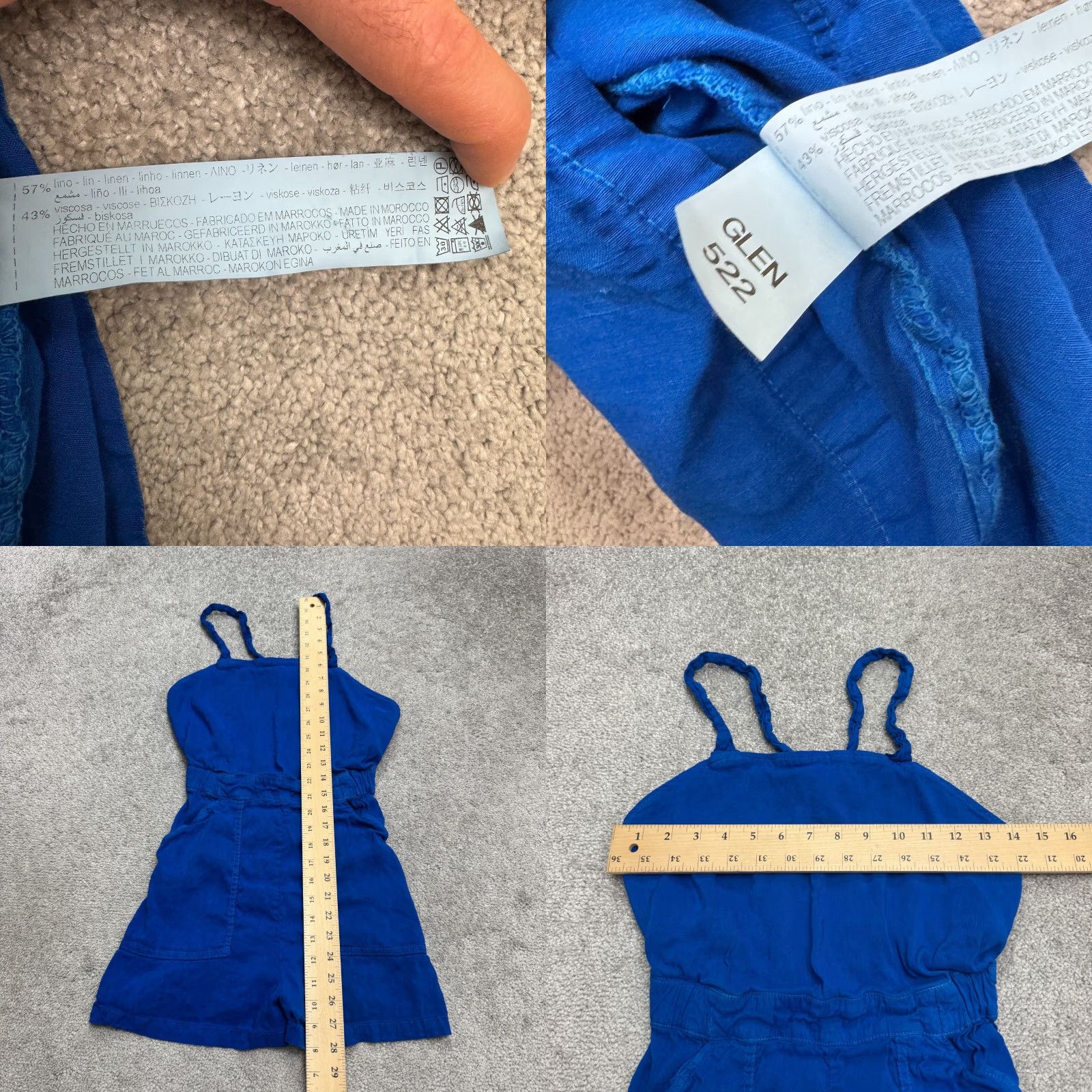 Zara Zara Linen Blend Backless Romper Womens XS Royal Blue Strappy Playsuit Summer Size 26" / US 2 / IT 38 - 8 Thumbnail