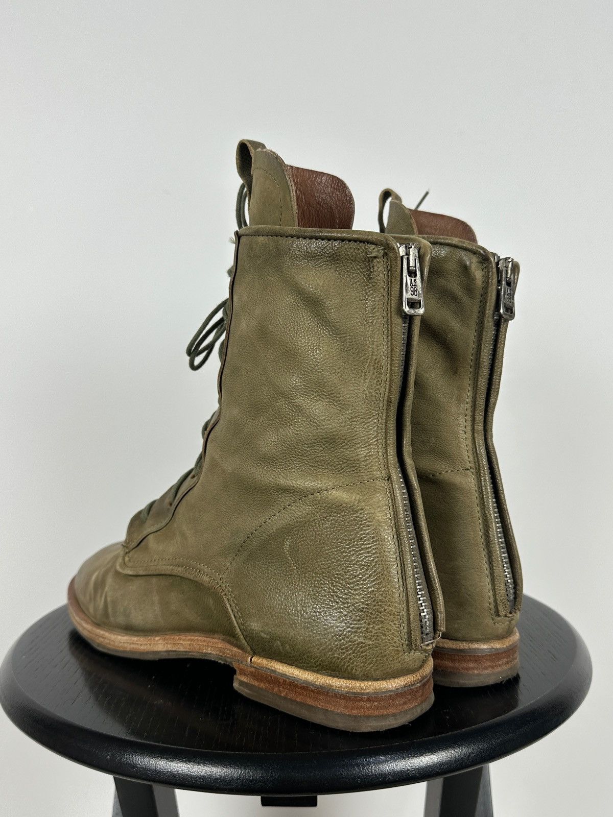 A.S.98 A.S.98. Airstep Olive Green Leather Back Zipper Ankle Boots Size US 11 / IT 41 - 4 Thumbnail
