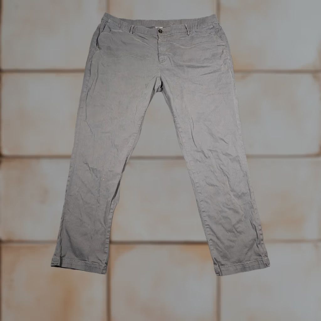 Vintage Bearbottom Pants Mens 3XL 32 Gray Stretch Chino Casual Cotton Spandex Front Zip Pockets Button Size US 39 - 1 Thumbnail