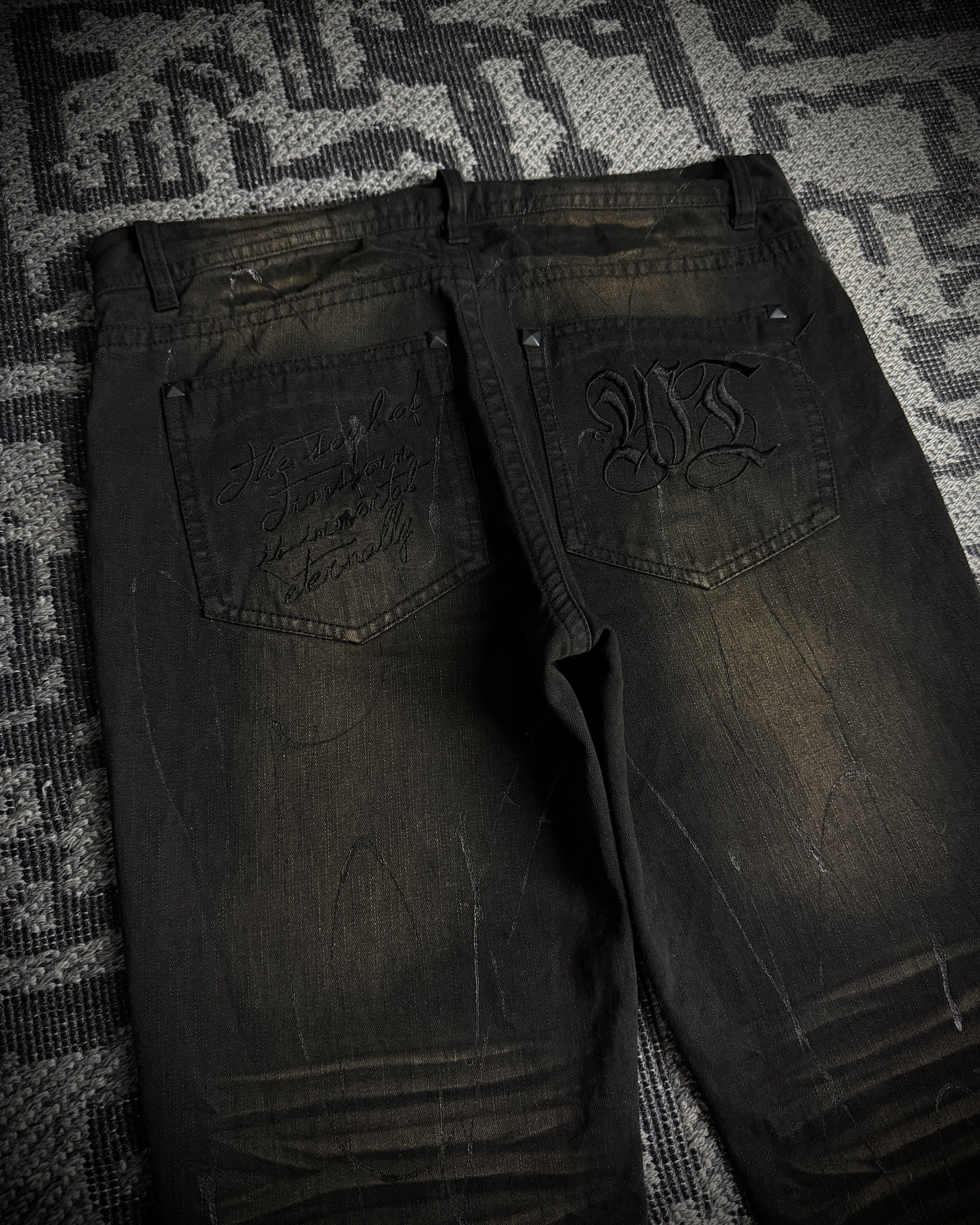 Japanese Brand Xfrm Rust Fade Paint Embroidered Bootcut Denim Size US 33 - 5 Thumbnail