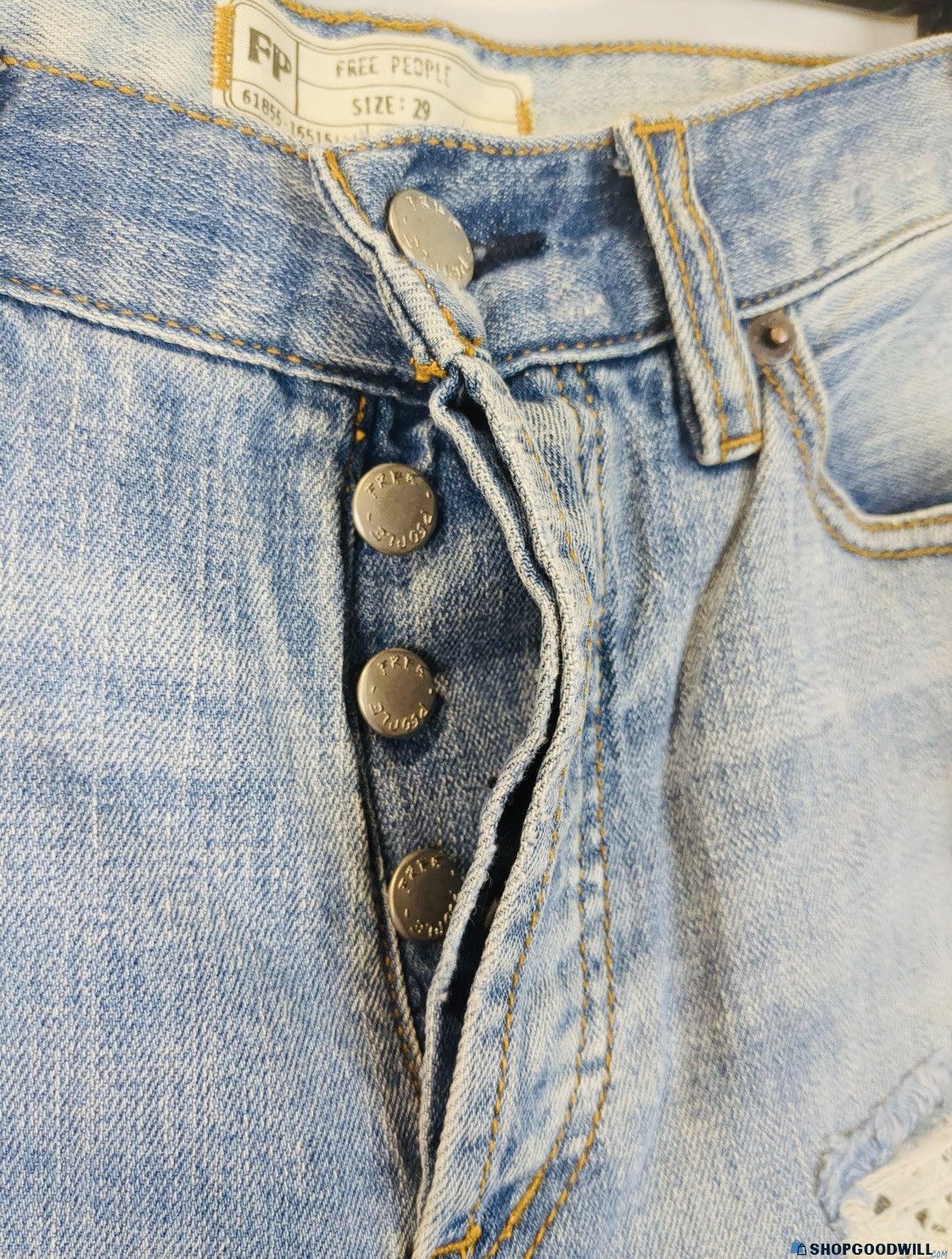 Free People Free People Women’s Light Washed Distressed Jeans Lace NWT Size 29" - 8 Thumbnail