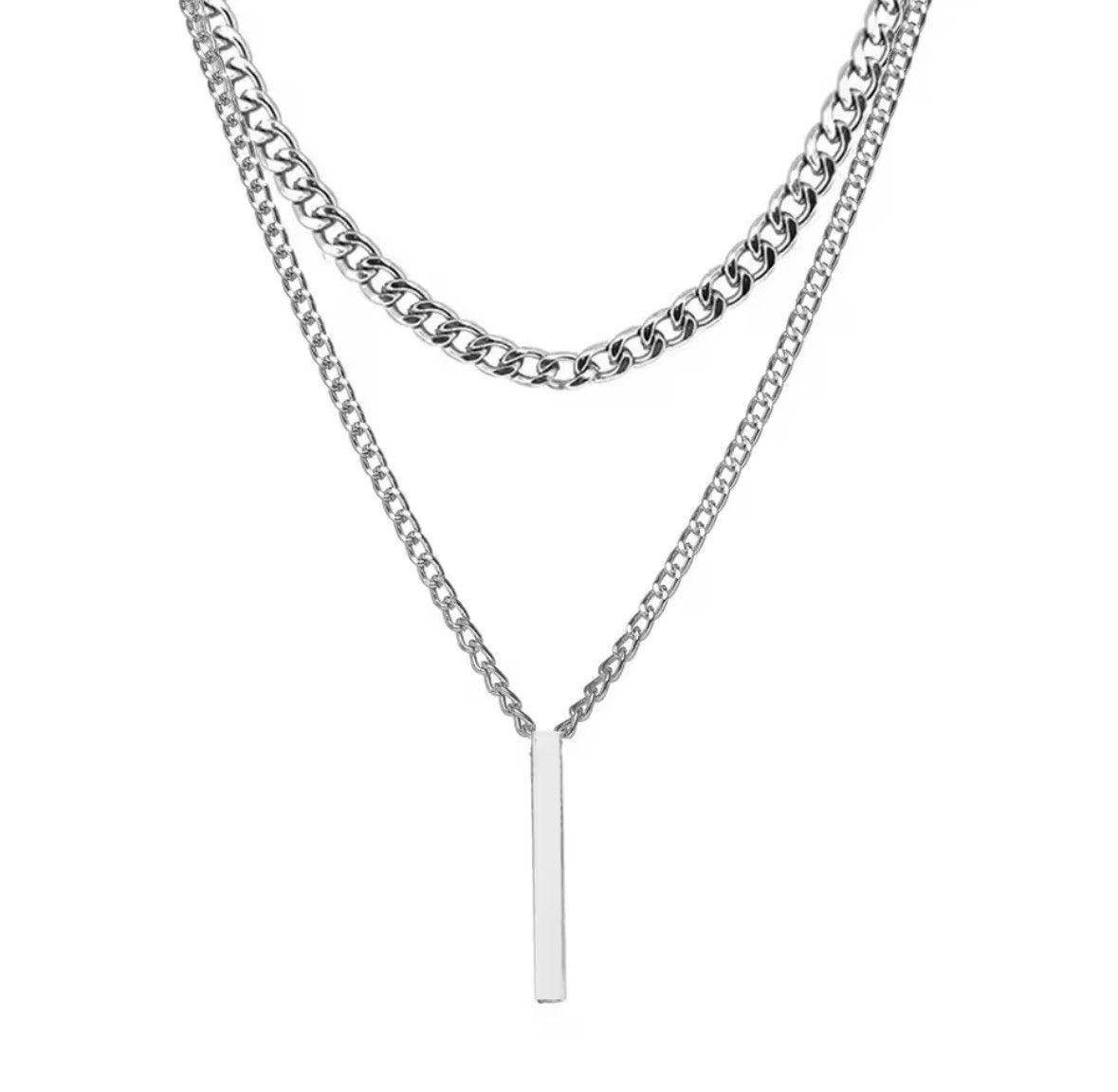Jewelry Necklace Geometry Stainless Steel Cuban Necklace Size ONE SIZE - 5 Thumbnail