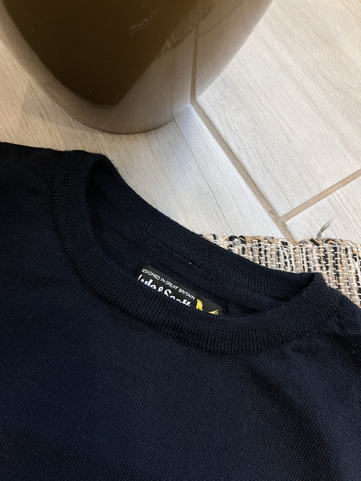 Lyle & Scott × Vintage Lyle Scott navy sweater cardigan minimalistic logo Size US XL / EU 56 / 4 - 7 Thumbnail