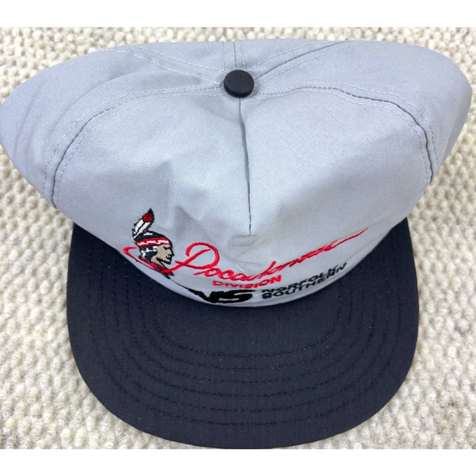 Vintage VINTAGE Norfolk Southern Trucker Hat Cap Pocahontas USA 90s Trucker Hat Adjustable Gray Cotton Polyester Twill Men XX1 Size ONE SIZE - 3 Thumbnail