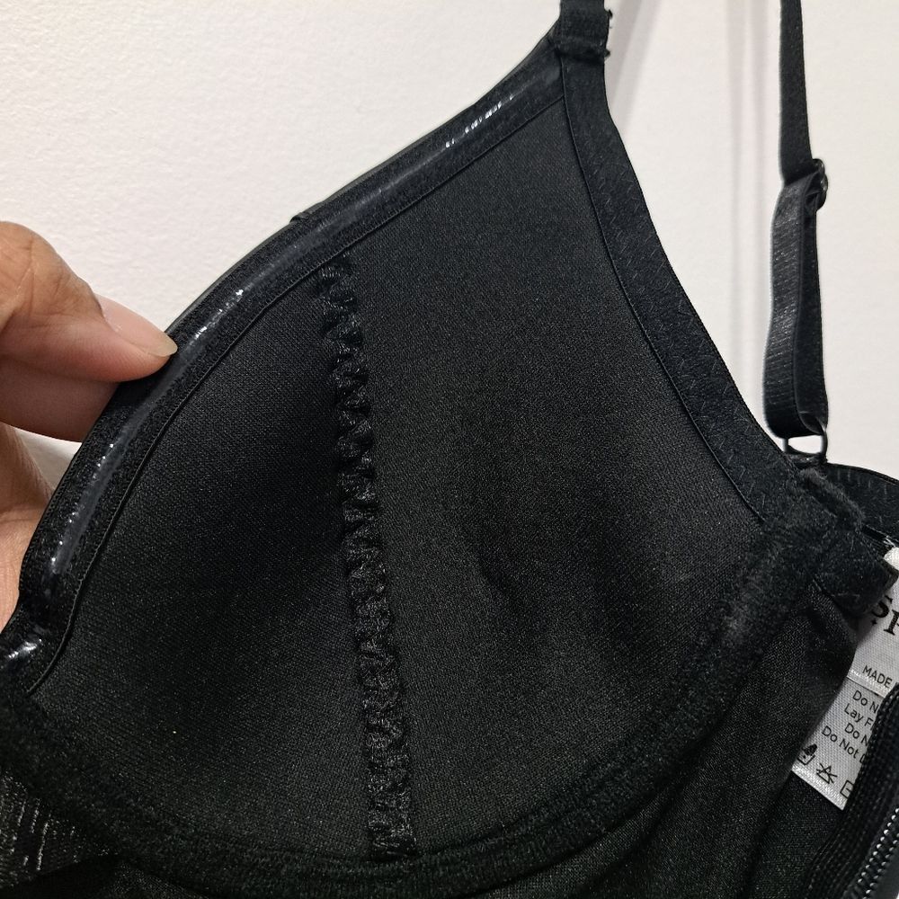 Other Spirit Bodysuit Pleather Sexy Sheer Lace Cup Small Black NWT Size S / US 4 / IT 40 - 9 Thumbnail