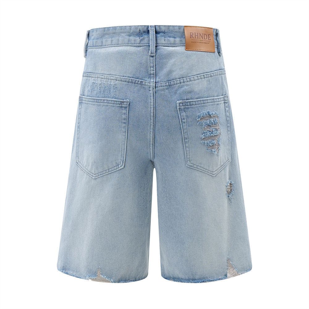 Japanese Brand × Jean Men's punk high street ripped raw edge denim shorts Size US 32 / EU 48 - 3 Thumbnail