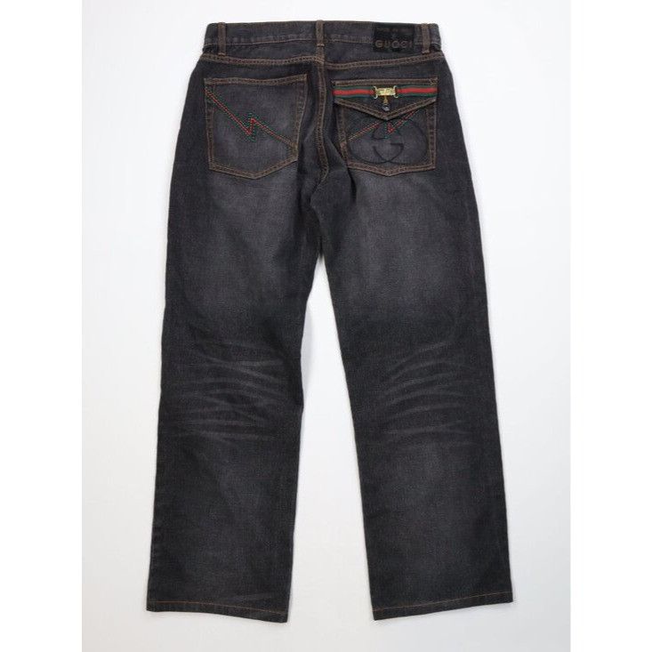 Gucci Vintage Gucci Faded Spell Out Wide Leg Denim Jeans Size US 34 / EU 50 - 10 Thumbnail