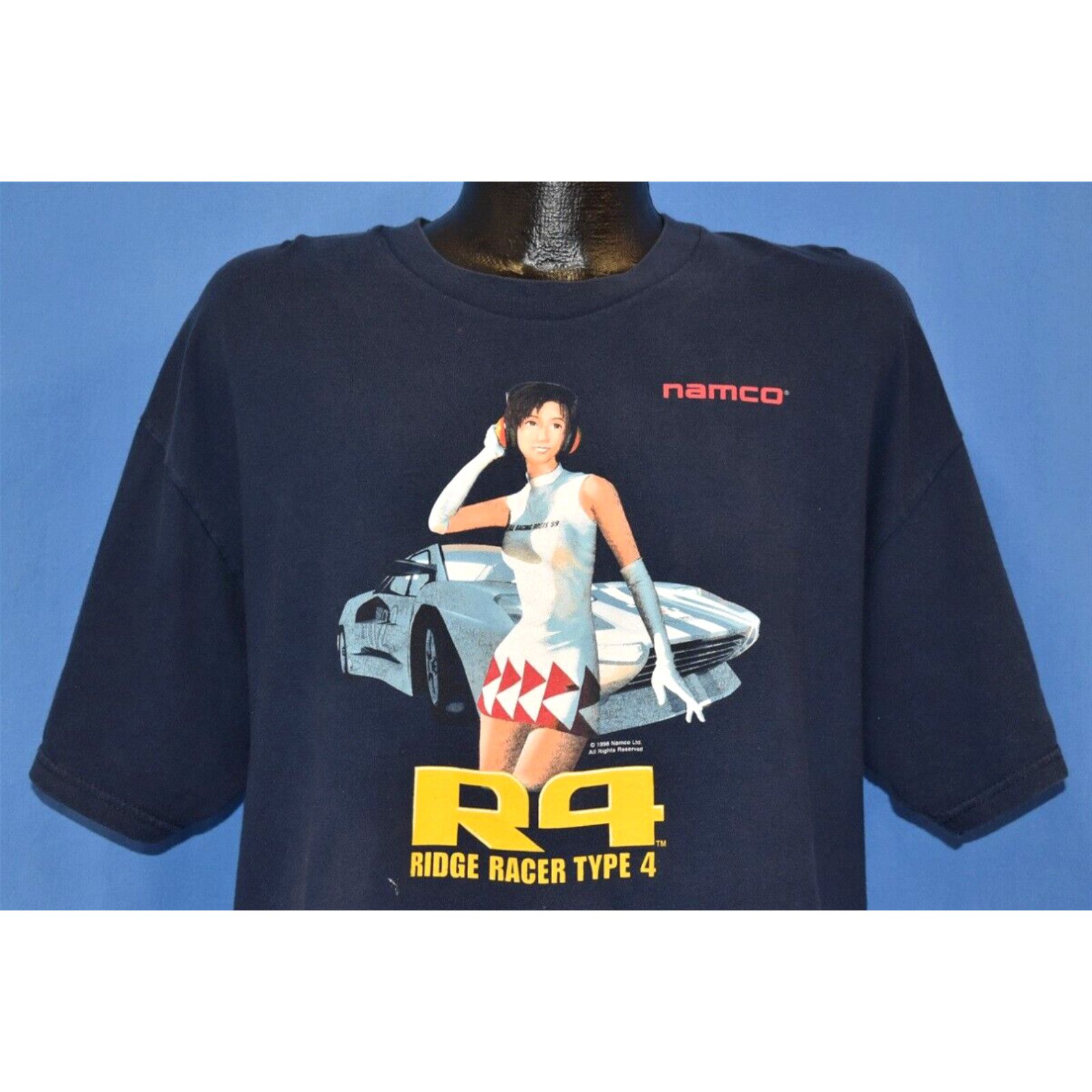 image of Hanes Vintage 90's Namco R4 Ridge Racer Type 4 Racing Video Game Playstation T-Shirt XL in White