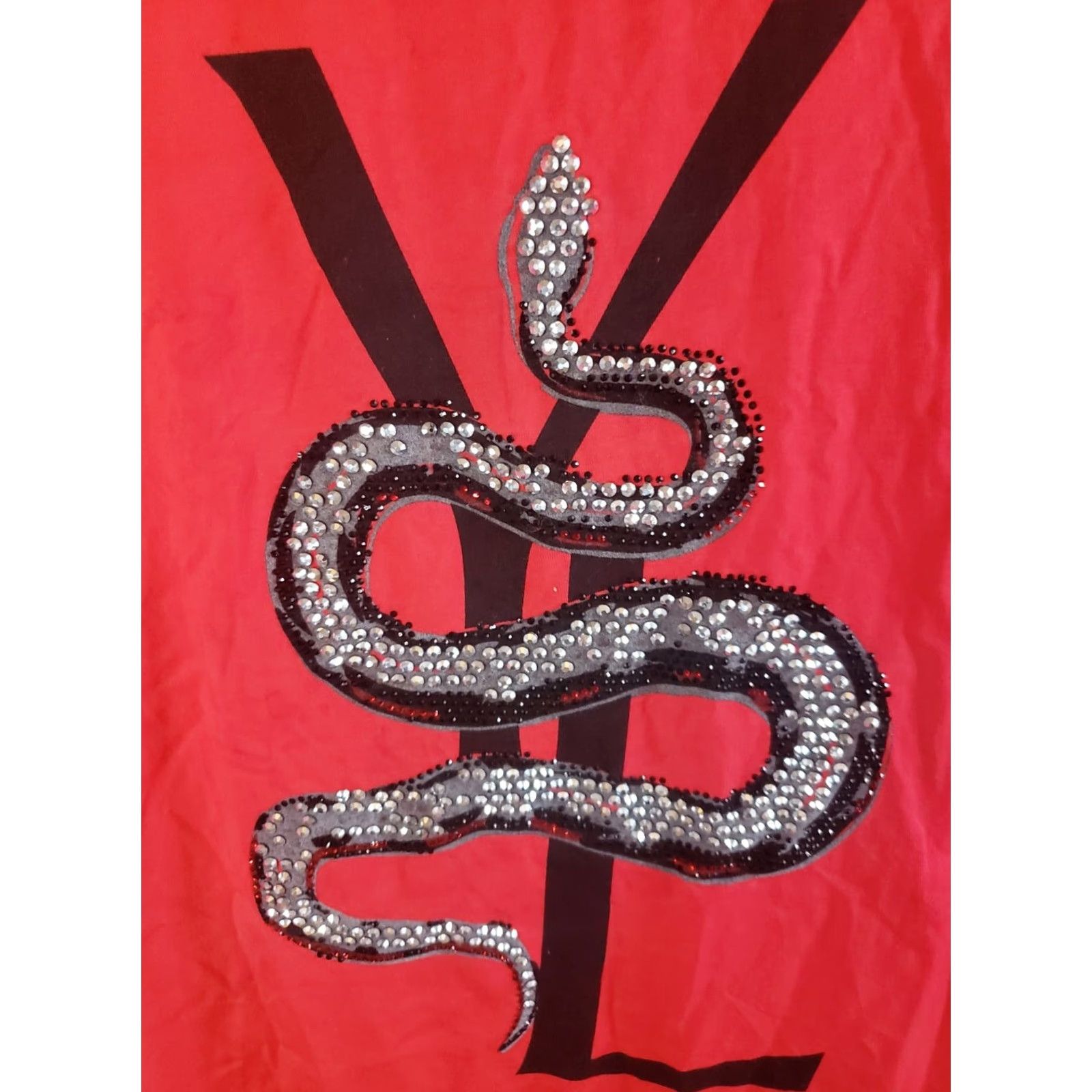Alife VINTAGE Hudson Outerwear YSL T-Shirt Men M Red Rhinestone Snake Short Sleeve Tee Crew Neck Rhinestone YSL 90s Theme Mens Size US M / EU 48-50 / 2 - 4 Thumbnail