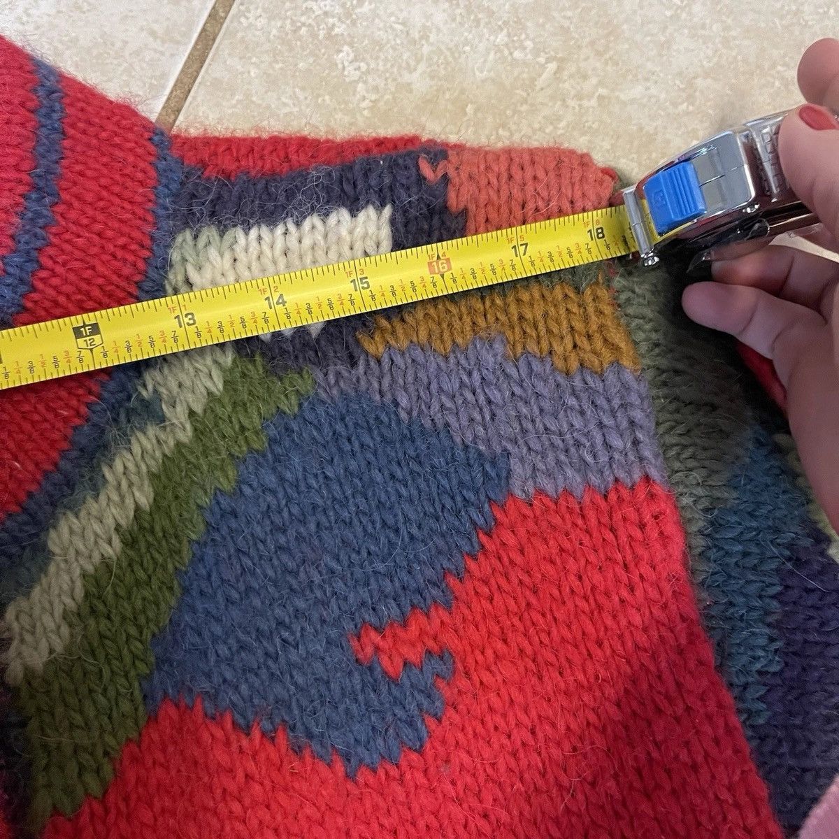 Other Vintage 80s Wool Sweater Cardigan Hand Knit Sz Size XL / US 12-14 / IT 48-50 - 5 Thumbnail