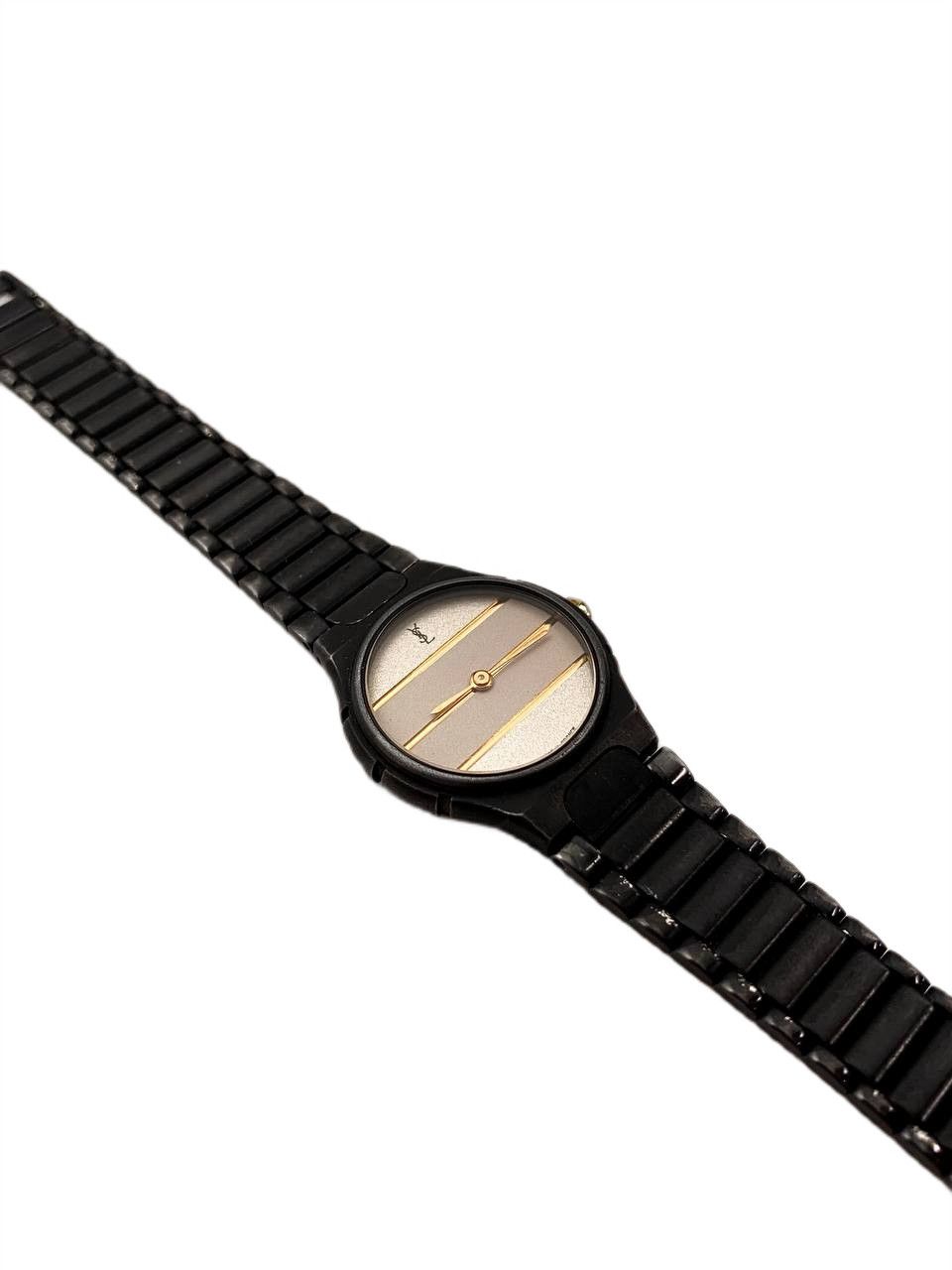 Saint Laurent Paris Saint Laurent YSL Logo Black Gold Steel Ceramic Wrist Watch Size ONE SIZE - 5 Thumbnail