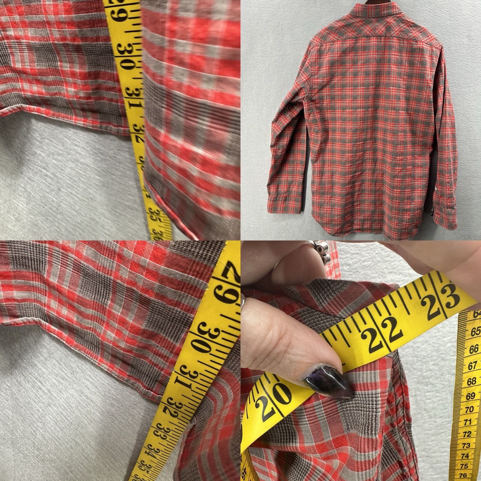 Billy Reid Billy Reid Plaid Button-Up Shirt Mens Medium Red Gray Long Sleeve Cotton Classic Size US M / EU 48-50 / 2 - 8 Thumbnail