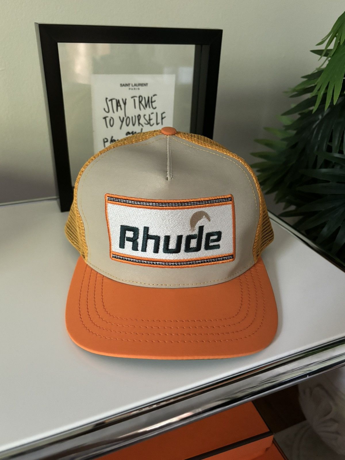image of Rhude “Moonlight Racing” Hat in Orange, Men's