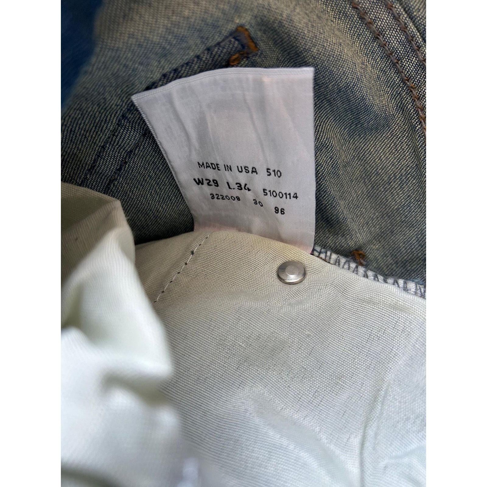 Levi's Levi's 510 W29 L34 USA Made 1996 Slim Fit Blue Jeans Size US 29 - 7 Thumbnail