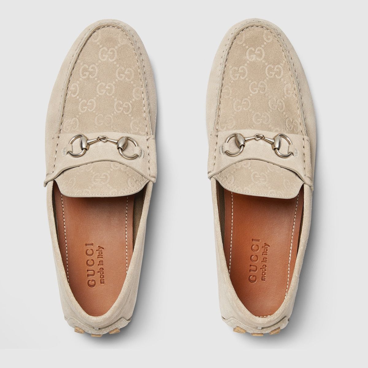 Gucci Gucci Oatmeal Suede Logo Horsebit Driver Loafer G 11 US 12 Size US 12 / EU 45 - 9 Thumbnail